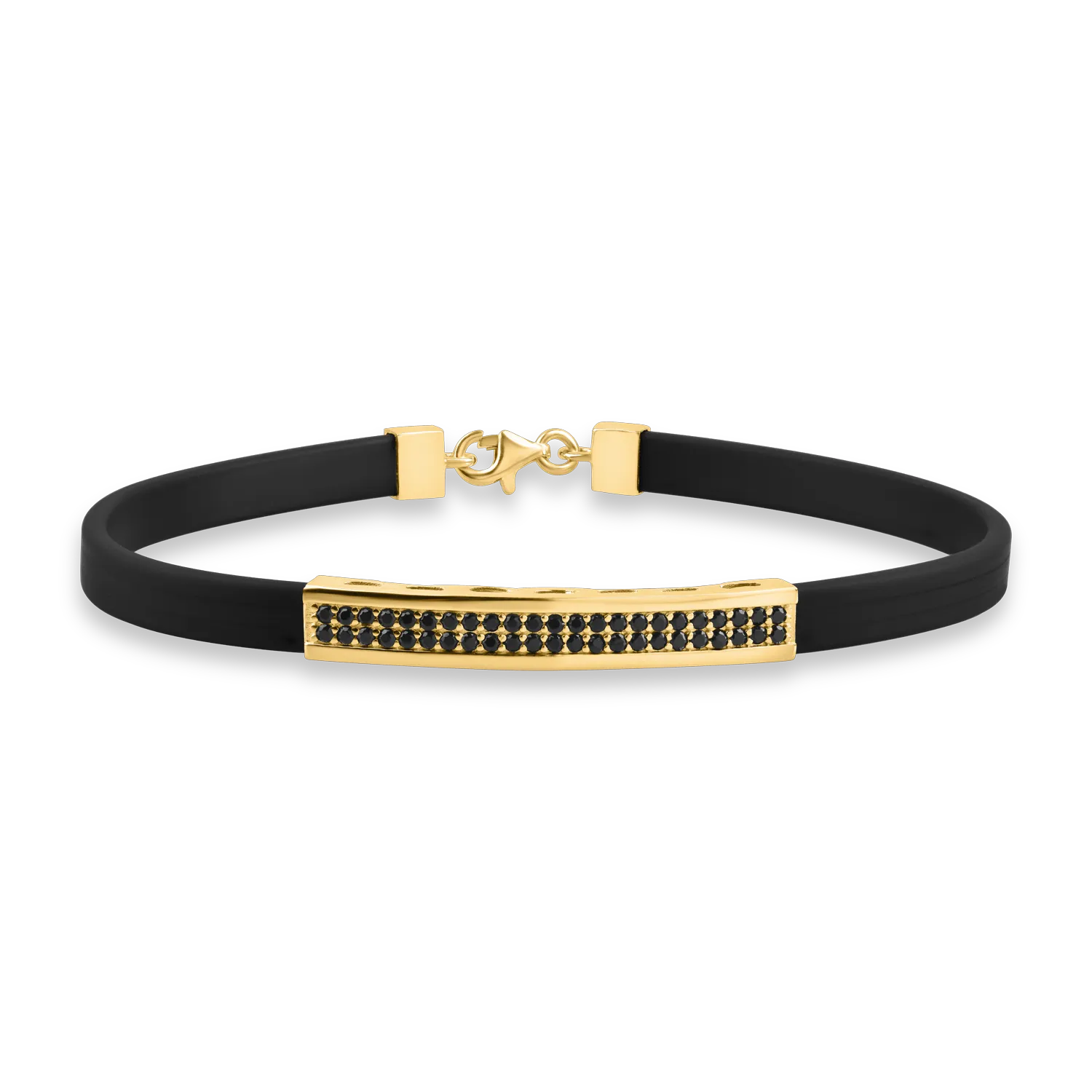 Yellow gold and silicon bracelet with zirconia