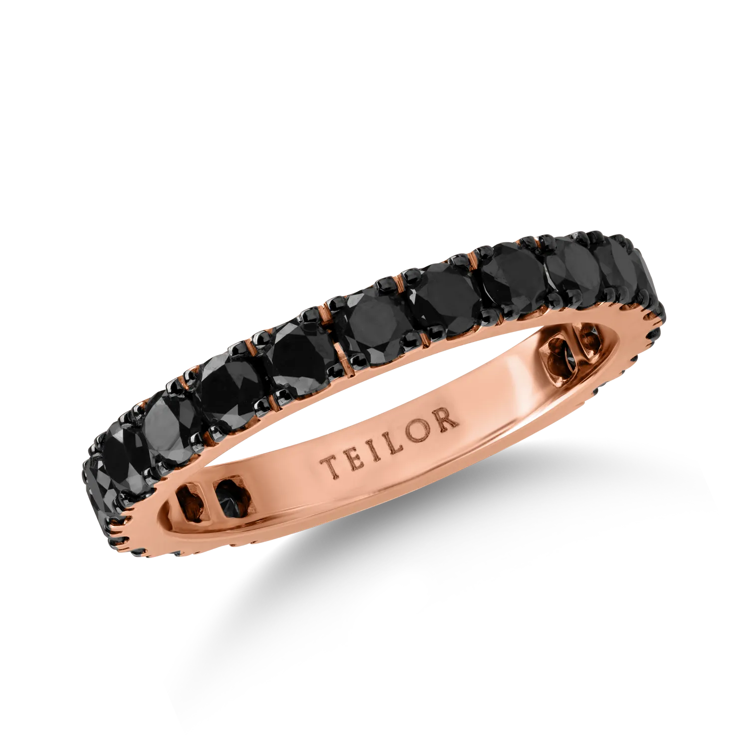 Half eternity ring in rose gold with 1.23ct black diamonds