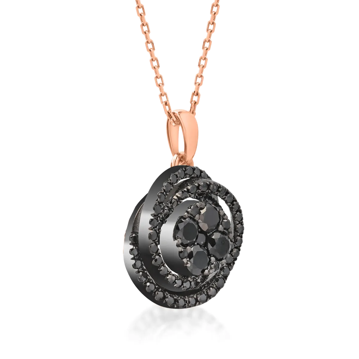 Rose-black gold pendant necklace with 0.35ct black diamonds