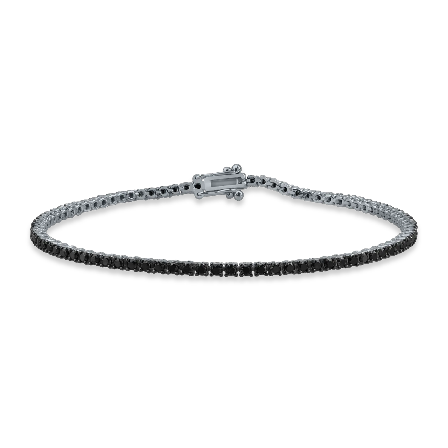 White-black gold tennis bracelet with 1.76ct black diamonds