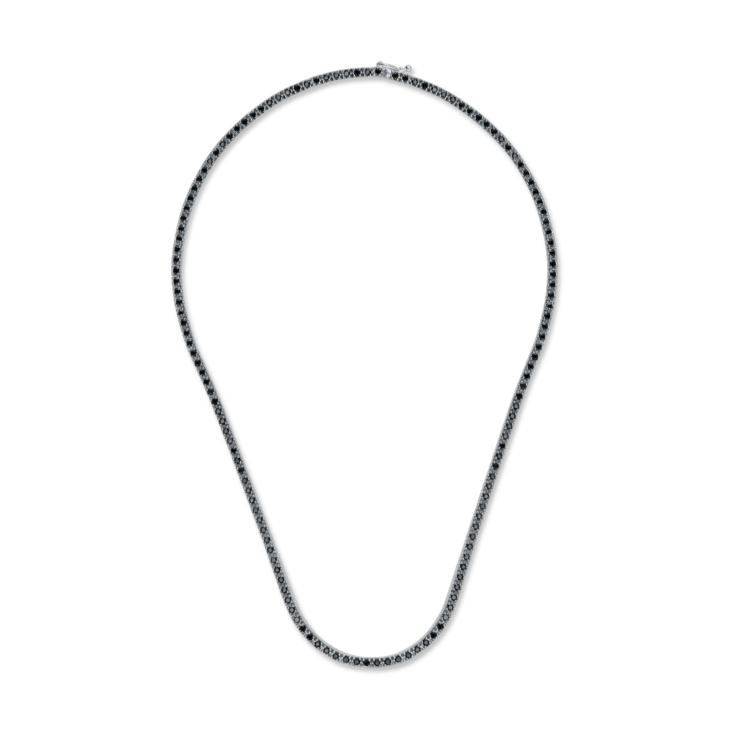 White-black gold tennis necklace with 5.05ct black diamonds