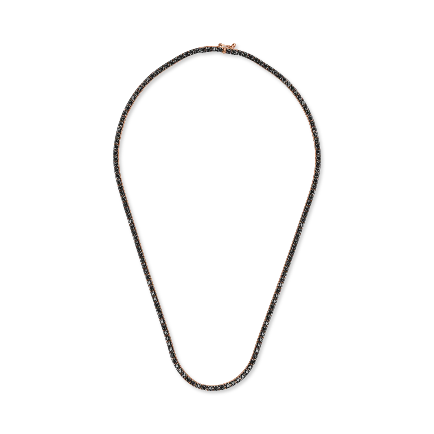 Rózsa-fekete arany tenisz nyaklánc 3.06ct fekete gyémántokkal