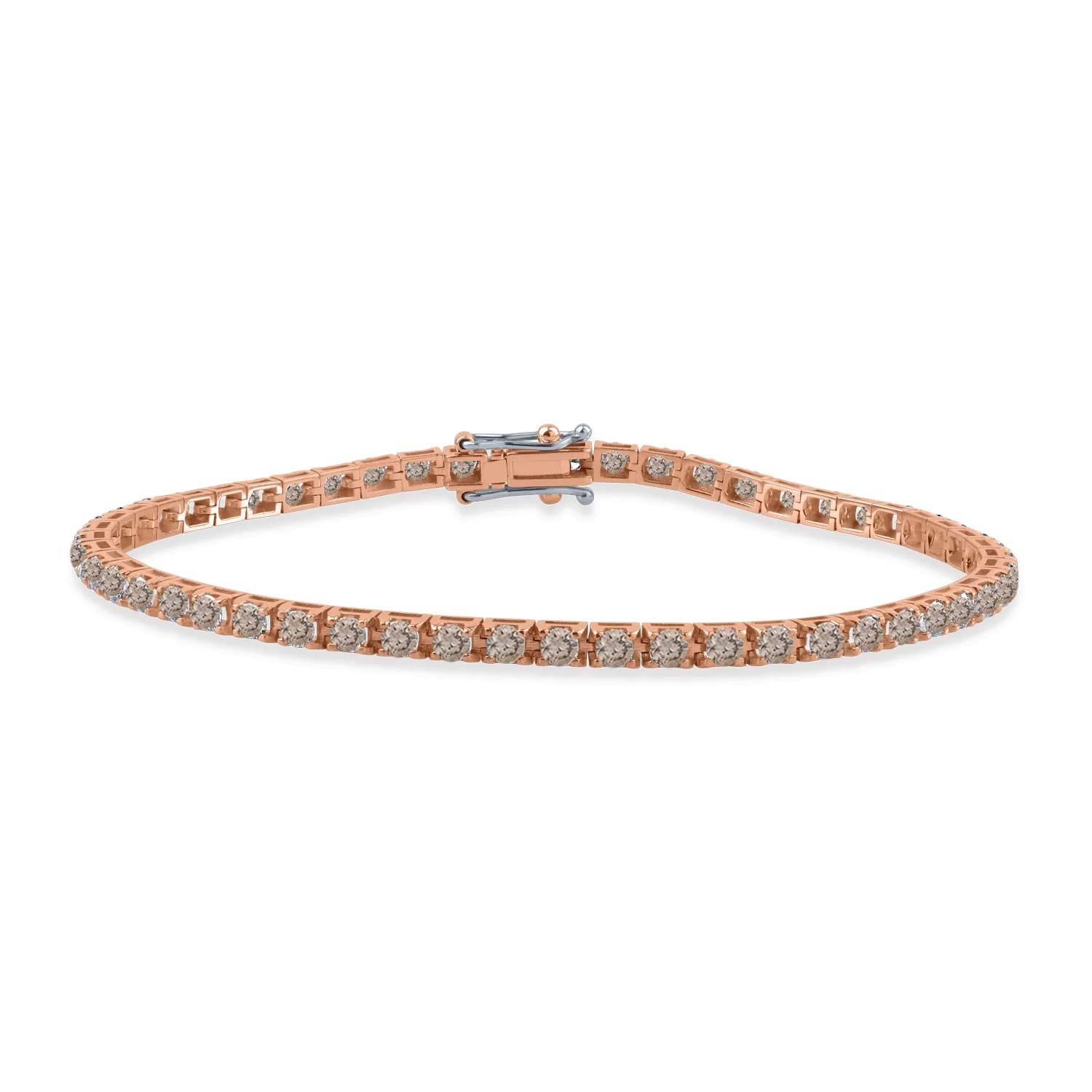 Rose gold tennis bracelet with 2.65ct brown diamonds