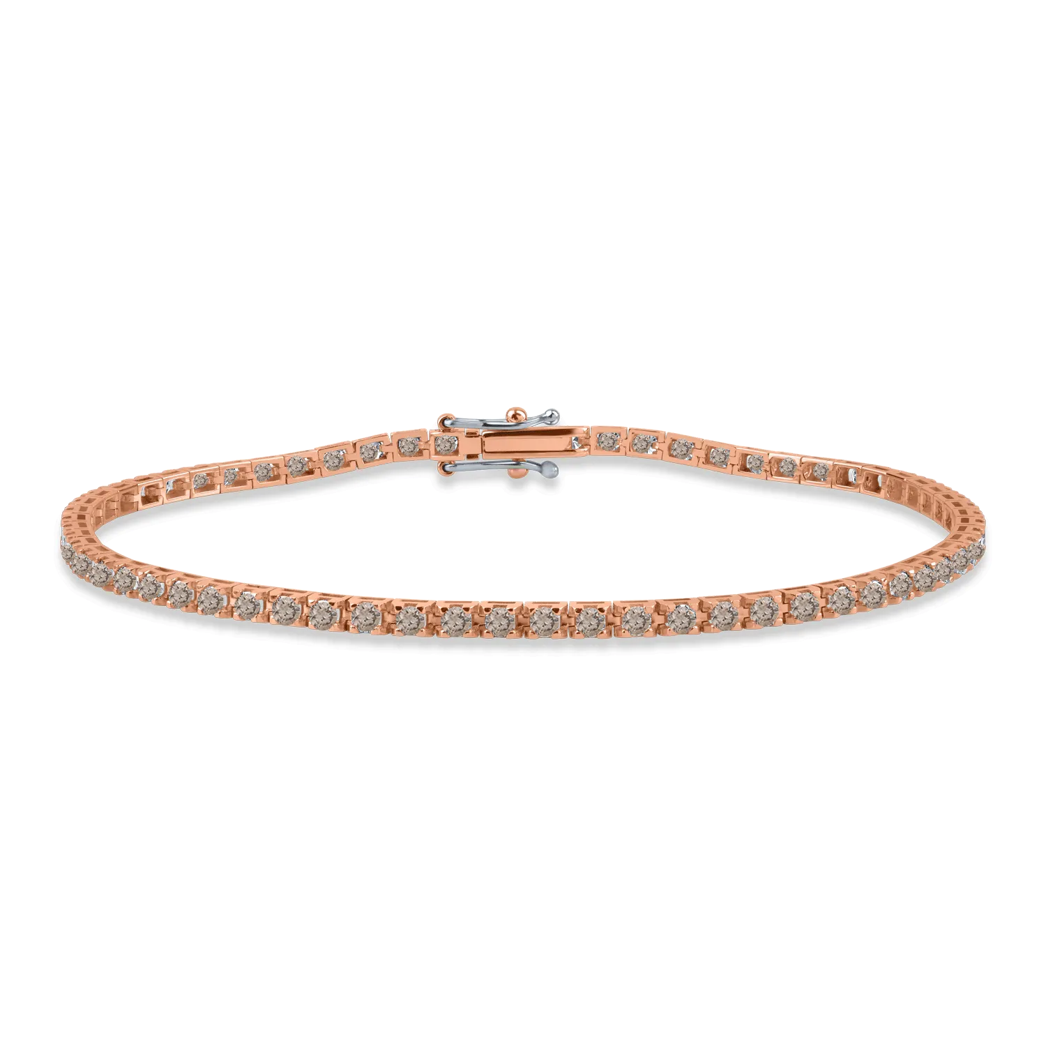 Rose gold tennis bracelet with 1.8ct brown diamonds