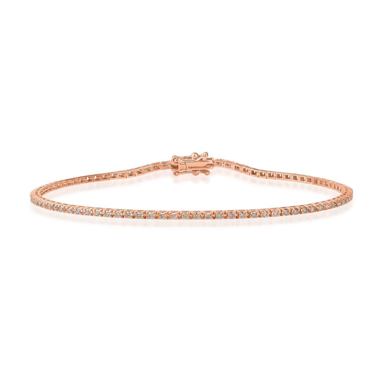 Bratara tennis din aur roz cu diamante maro de 0.7ct