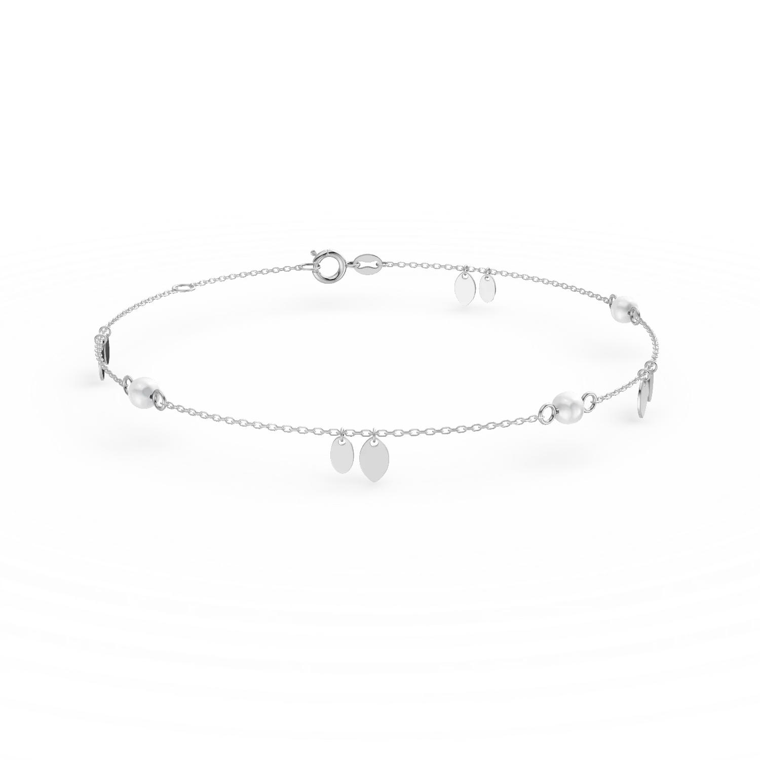 Bratara din aur alb cu perle sintetice