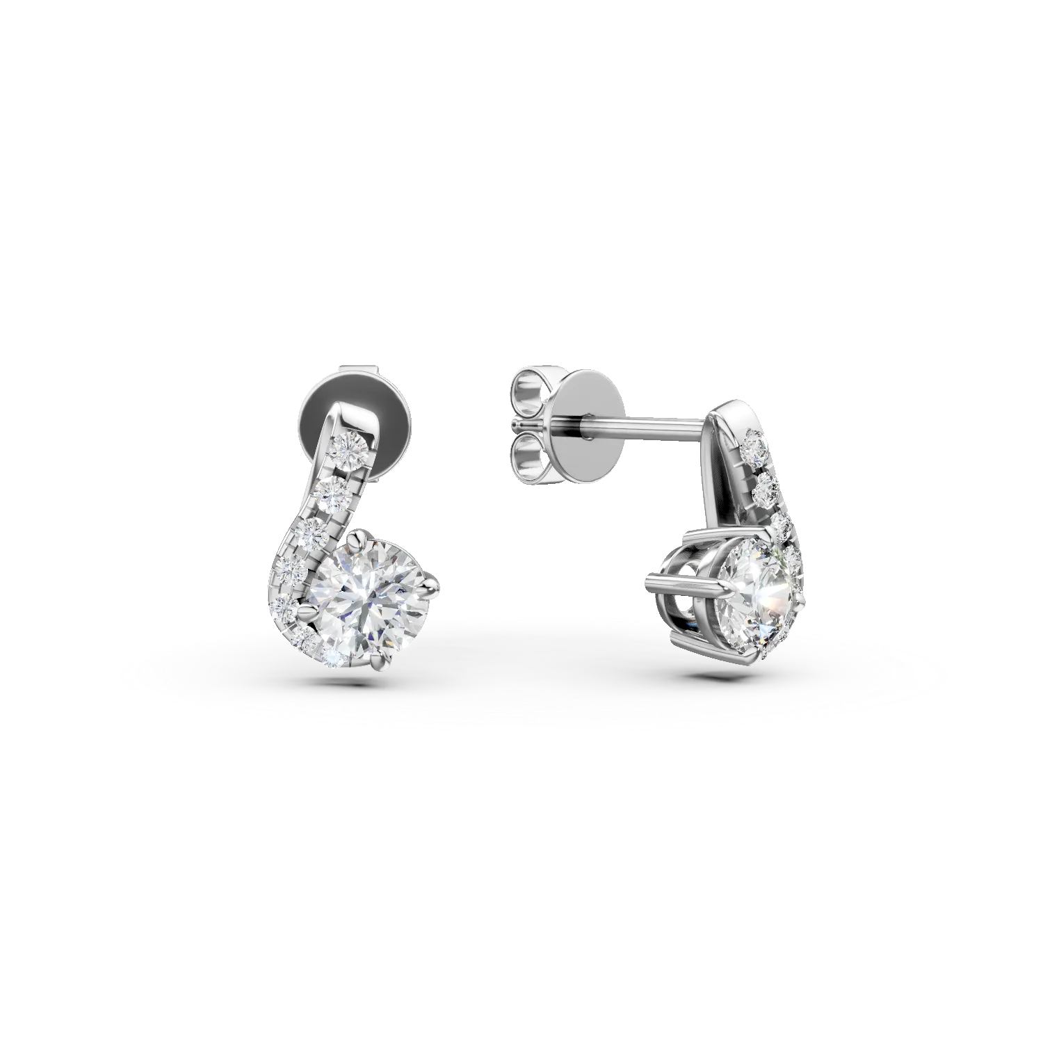 Cercei Duet din aur alb cu diamante de 0.6ct create in laborator