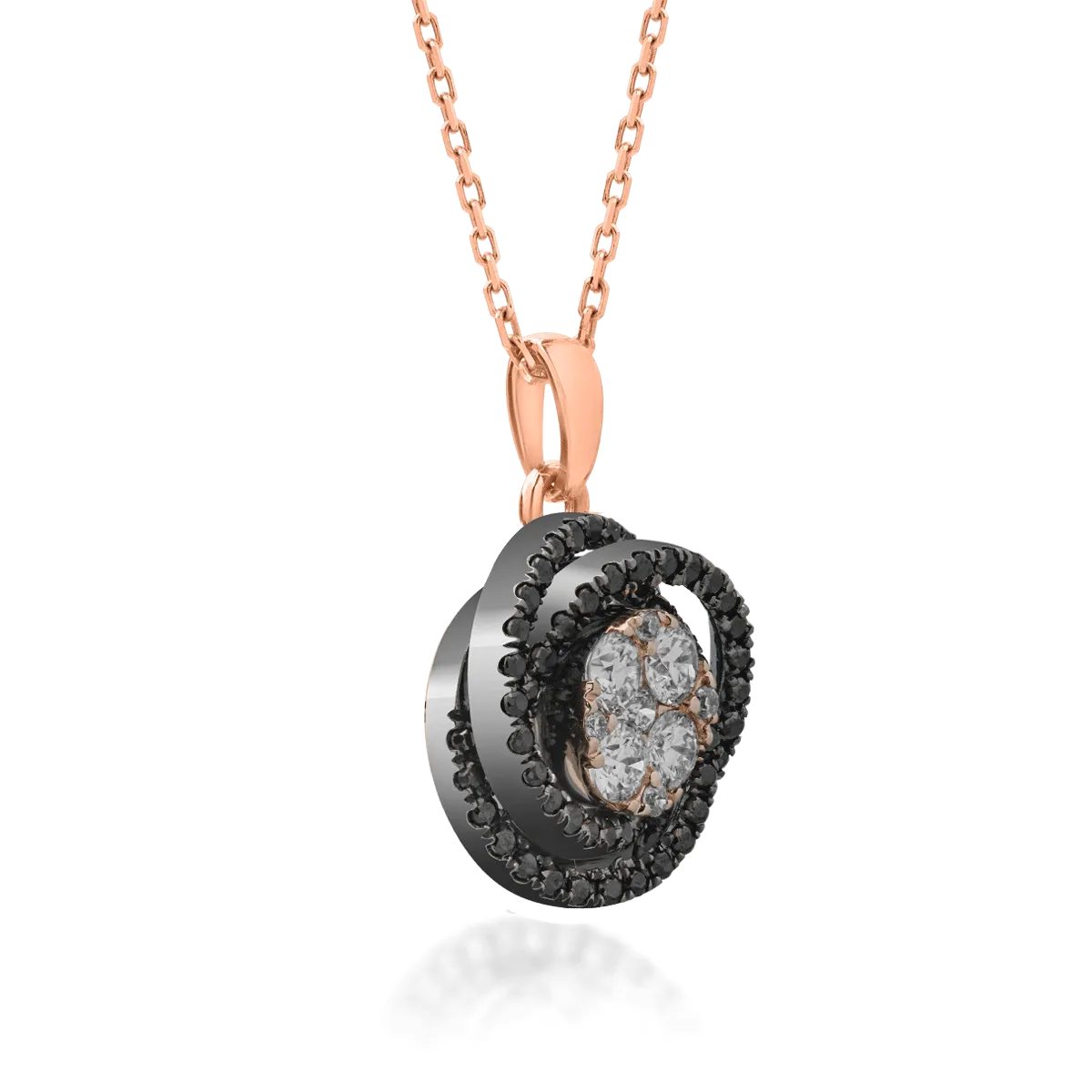 Rose-black gold pendant necklace with 0.13ct clear diamonds and 0.20ct black diamonds