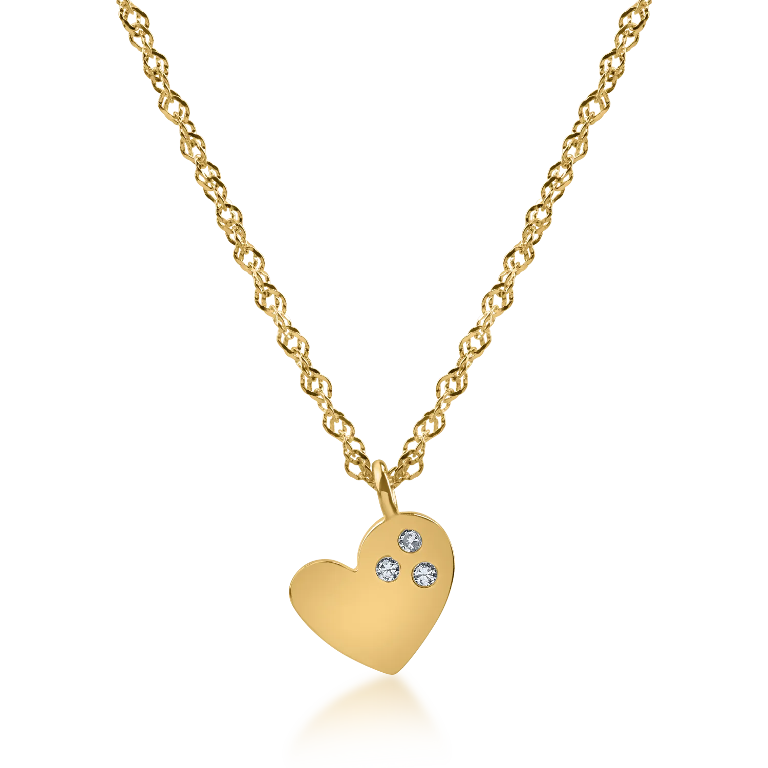 Yellow gold pendant necklace with zirconia