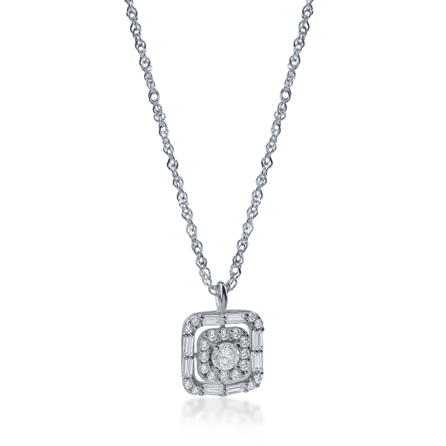 Lant cu pandantiv geometric din aur alb-170869