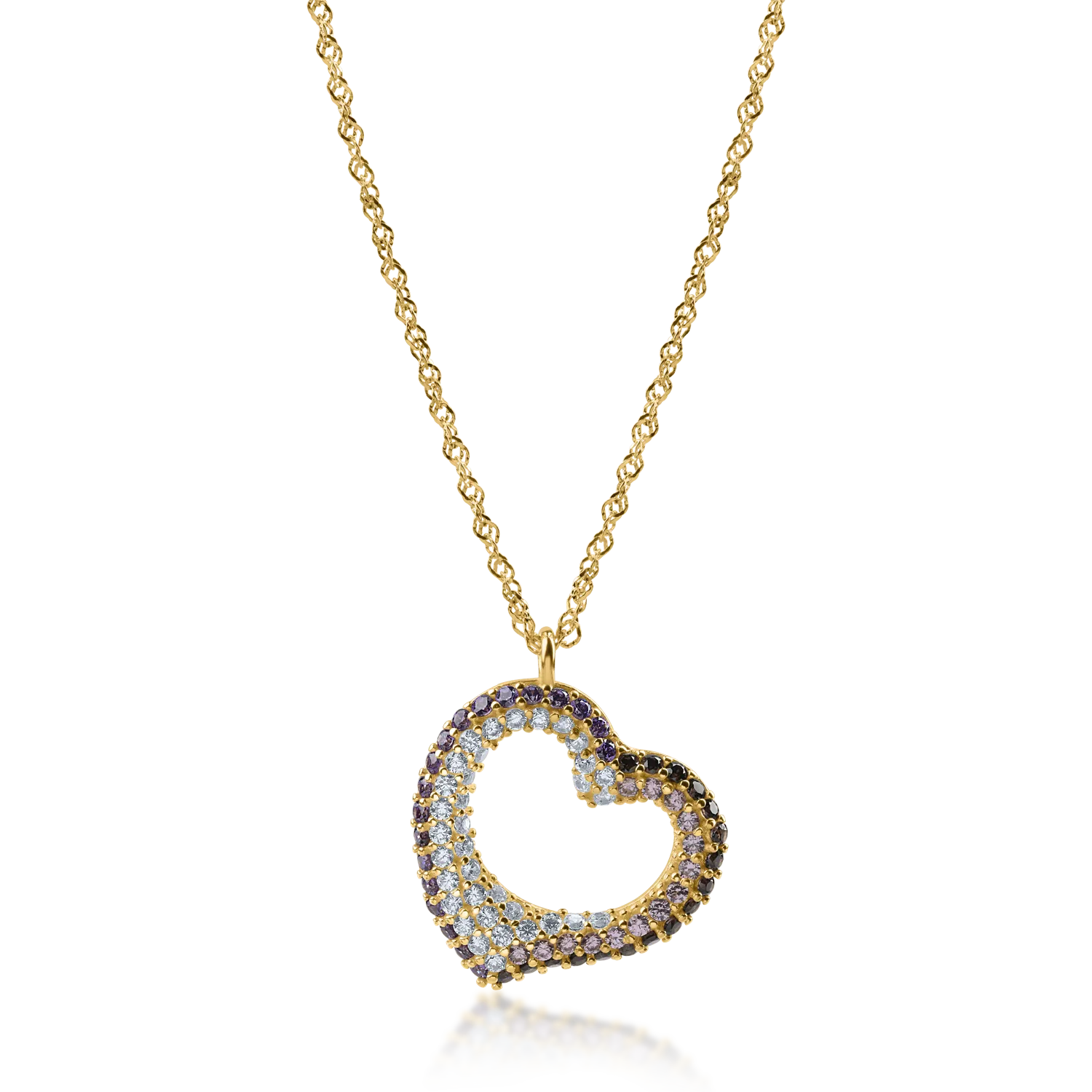 Yellow gold heart pendant necklace