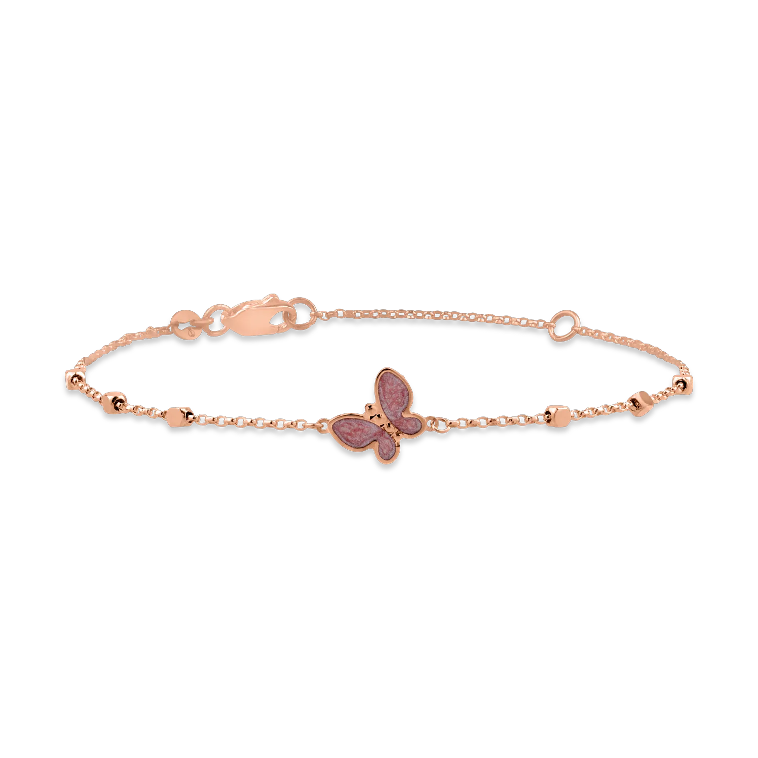 Rose gold bracelet with butterfly pendant