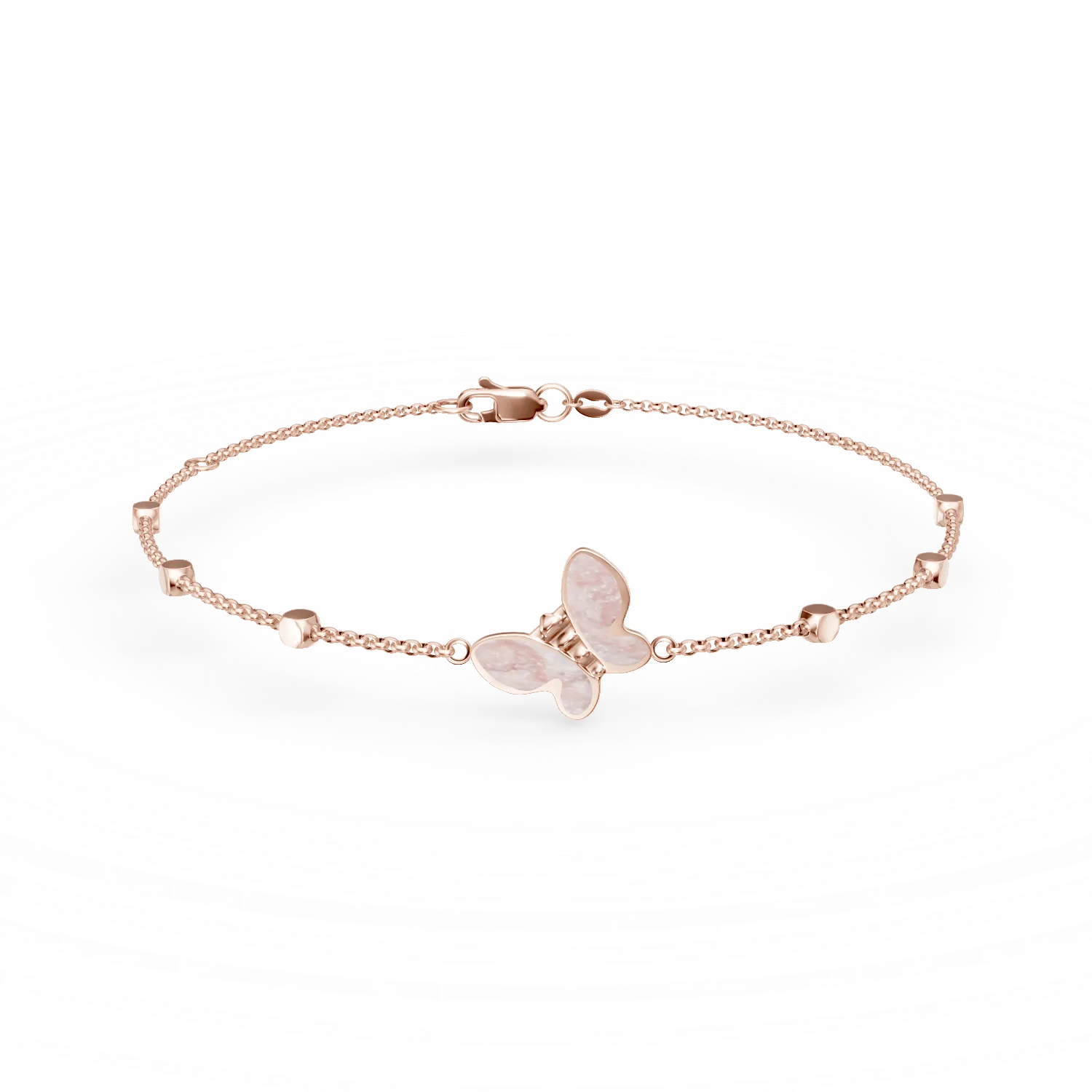 Bratara din aur roz cu pandantiv fluture