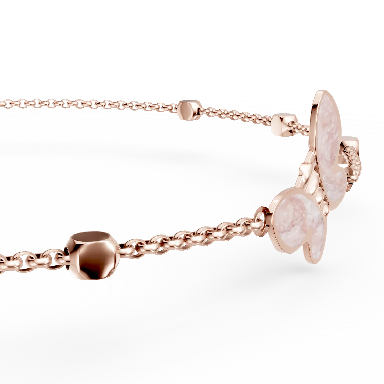 Bratara din aur roz cu pandantiv fluture