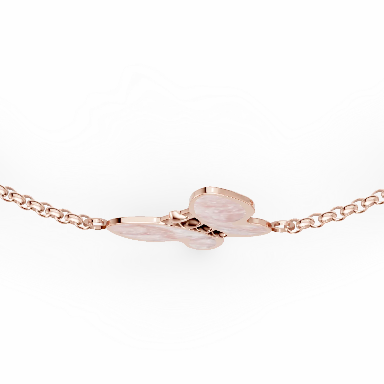 Bratara din aur roz cu pandantiv fluture