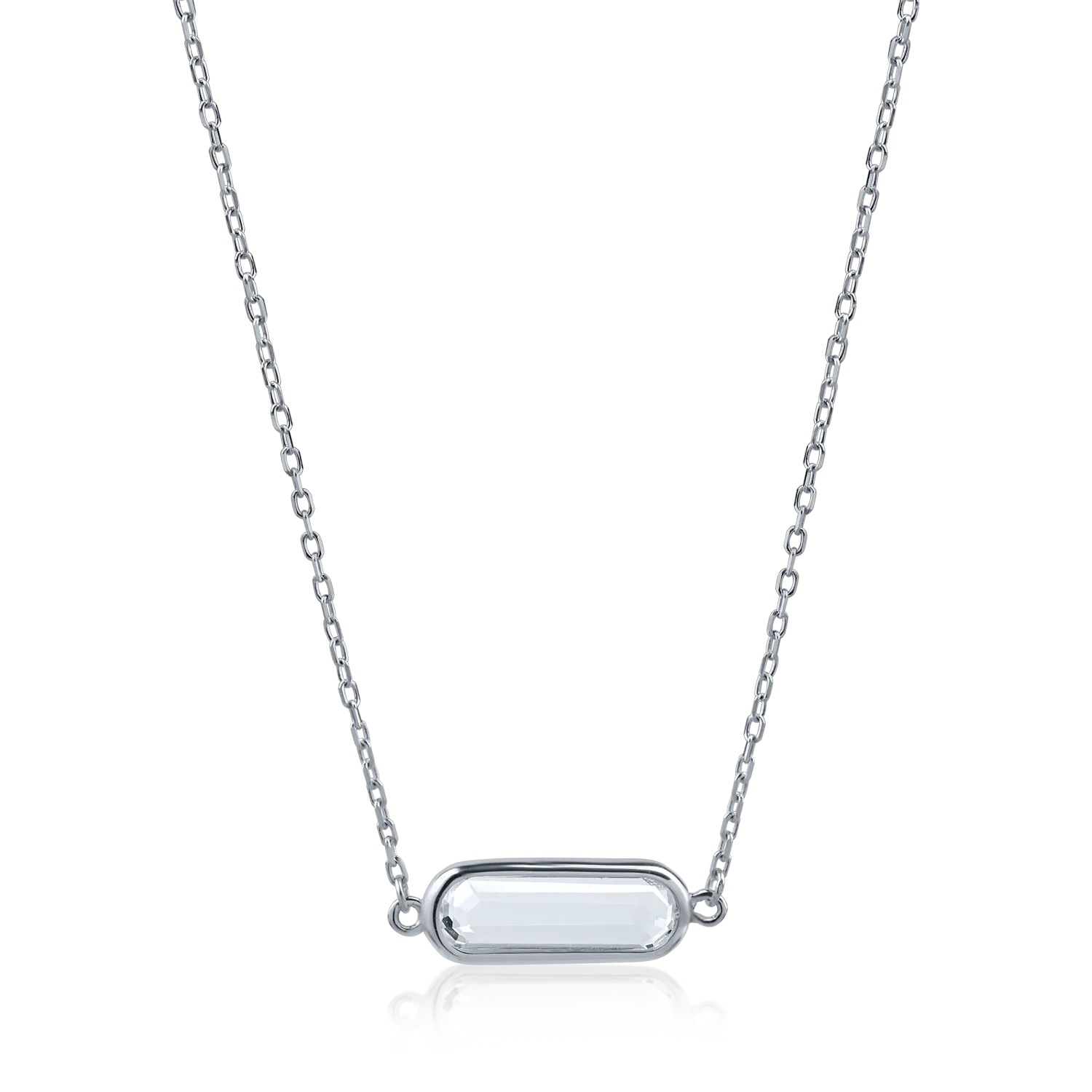 White gold pendant necklace with solitaire zirconia