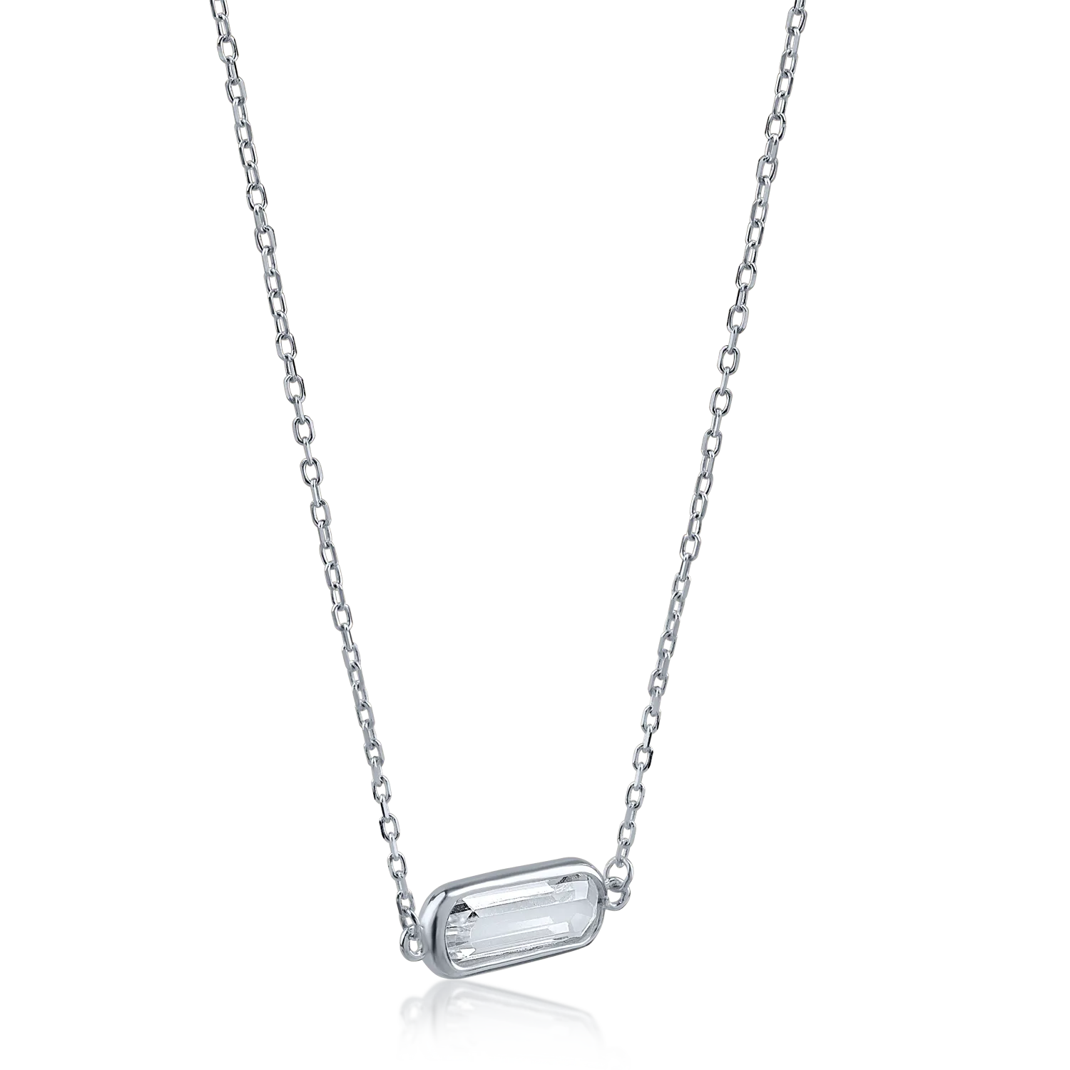 White gold pendant necklace with solitaire zirconia