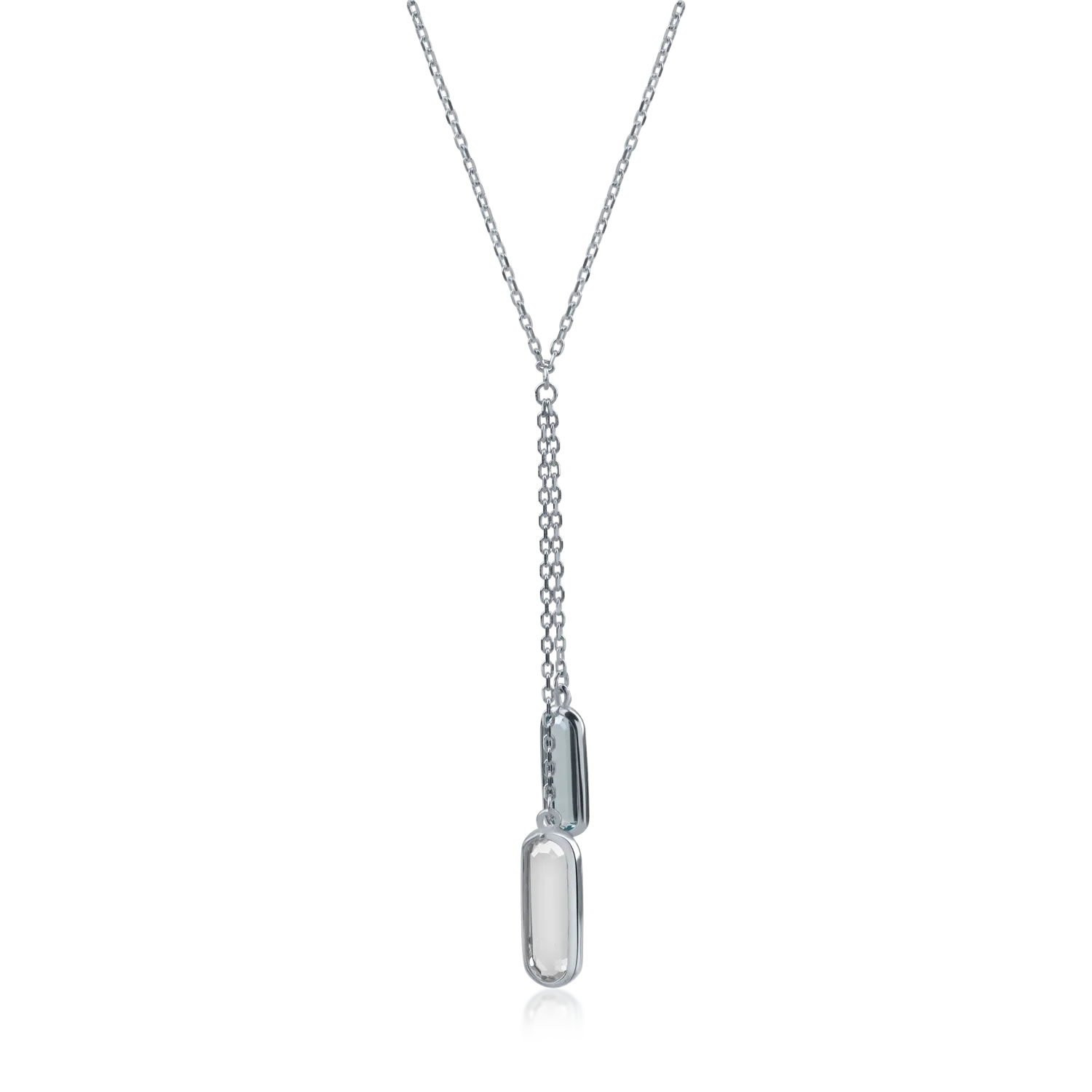 White gold pendants necklace with solitaire zirconia