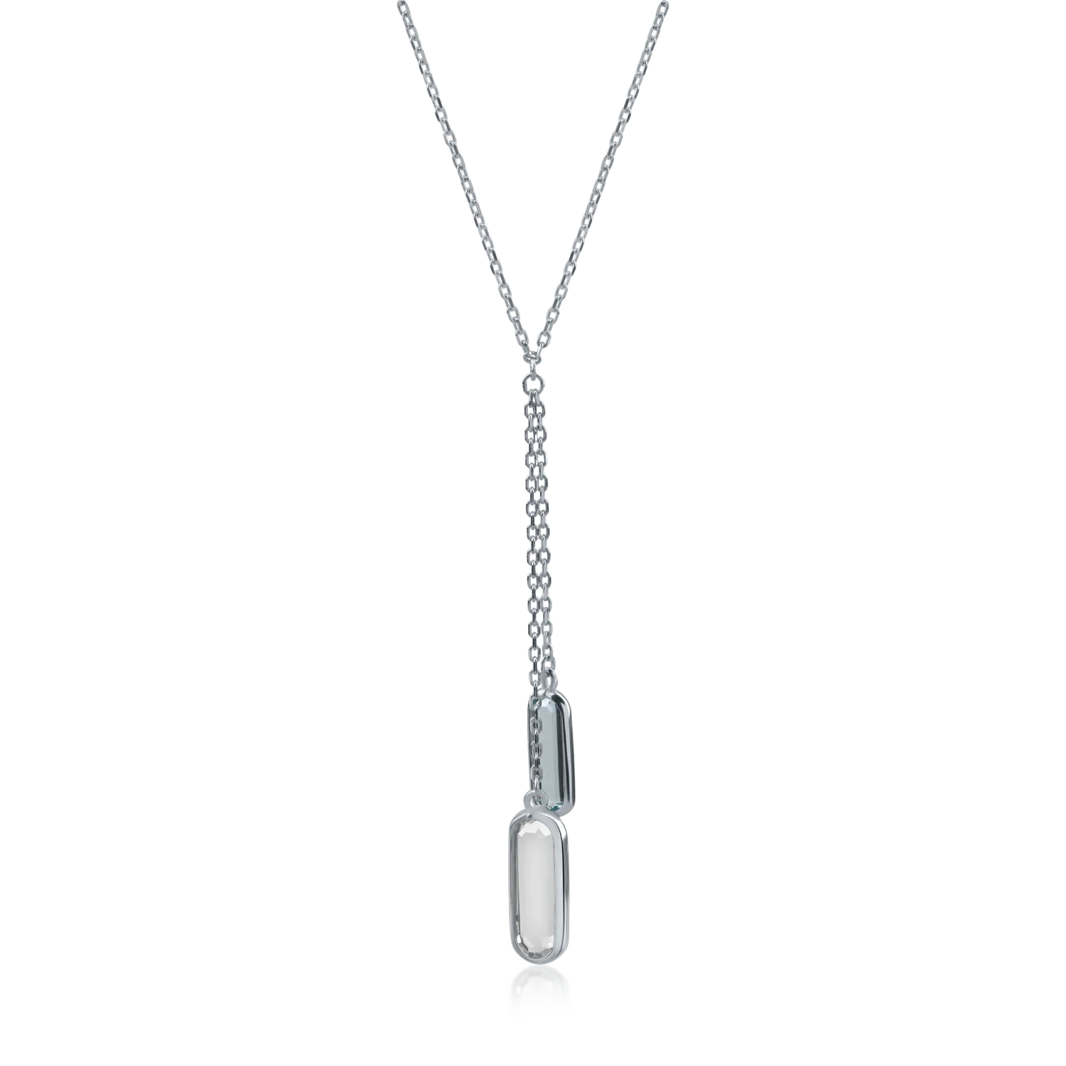 Lant din aur alb cu pandantive cu zirconia solitaire-170876