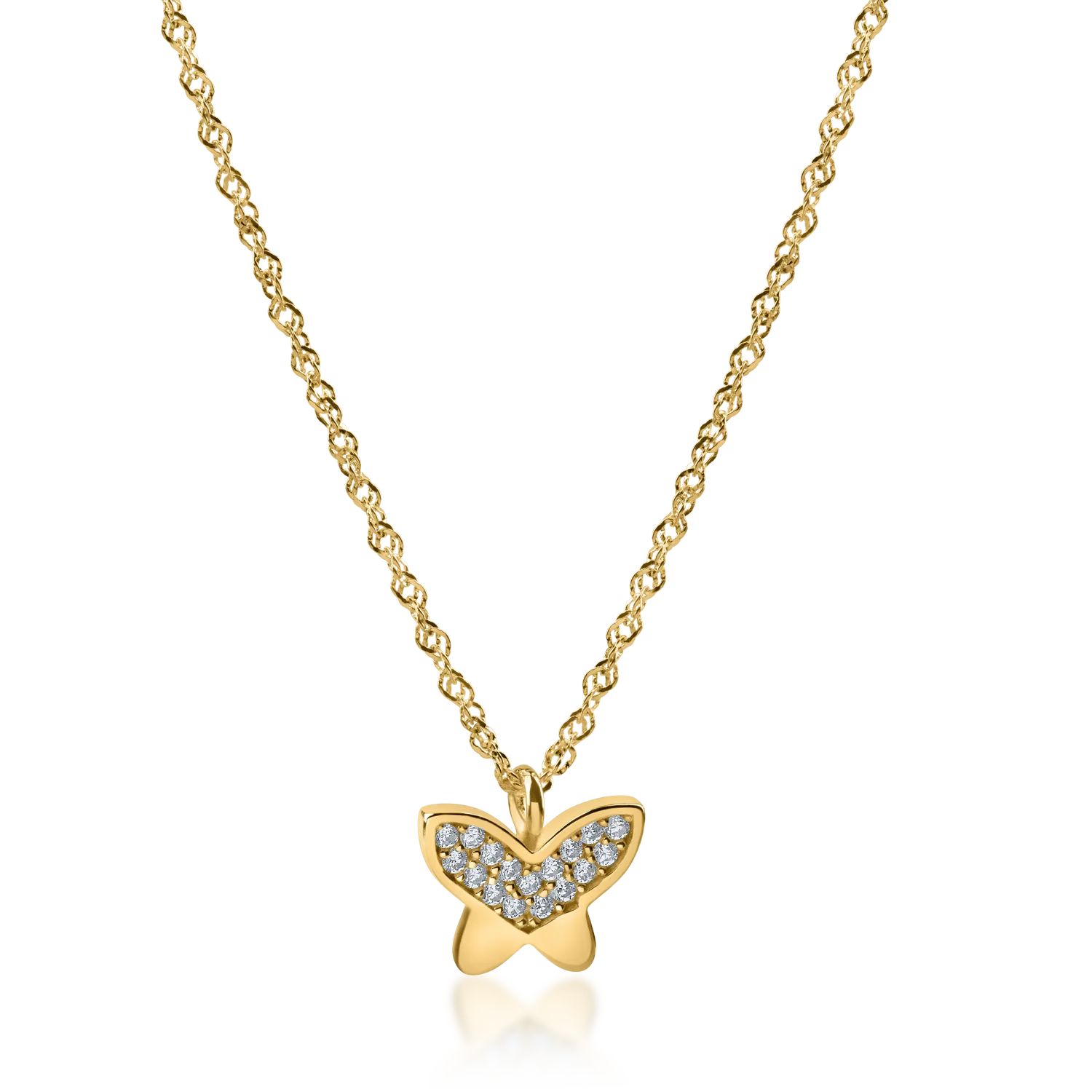 Yellow gold butterfly pendant necklace