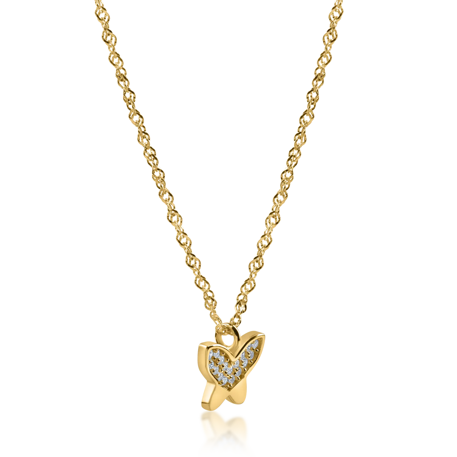 Yellow gold butterfly pendant necklace