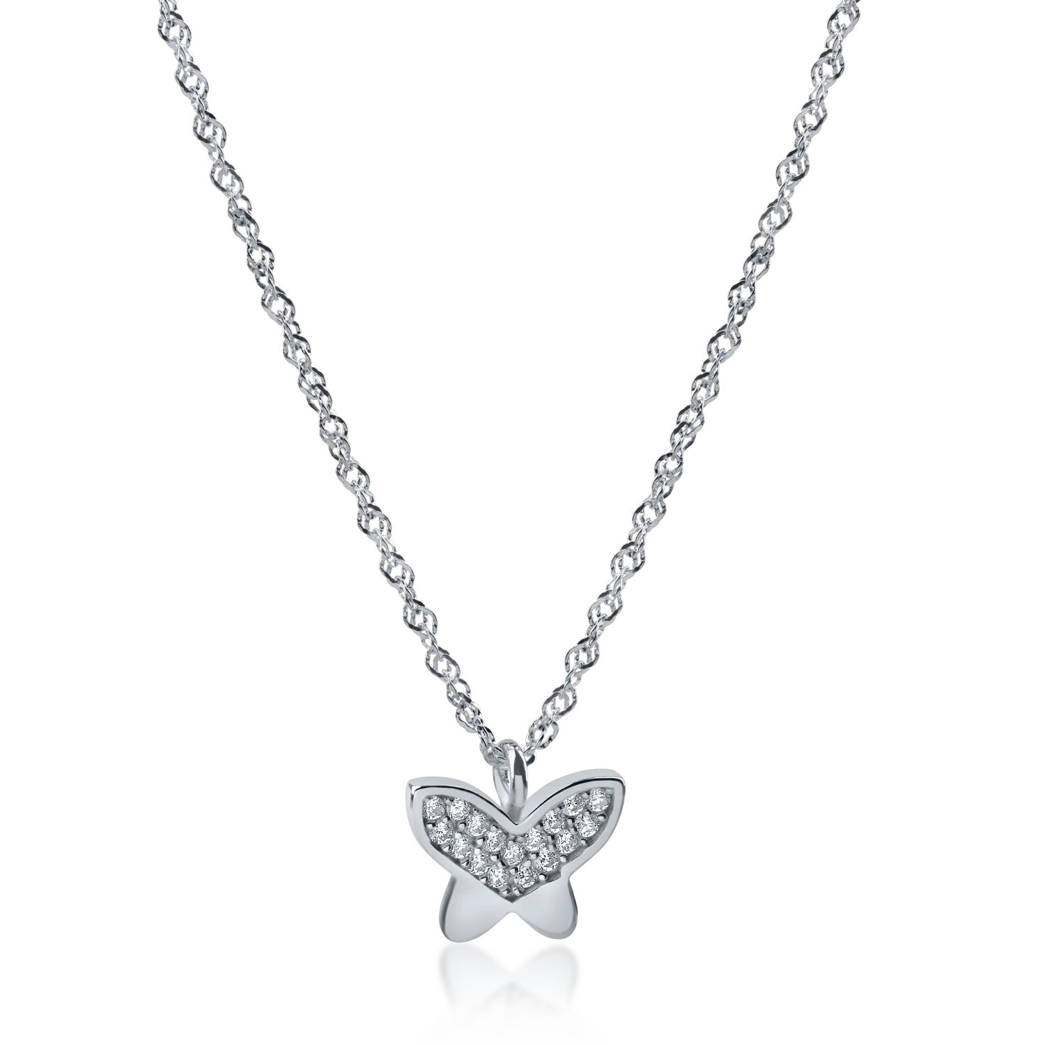 White gold butterfly pendant necklace