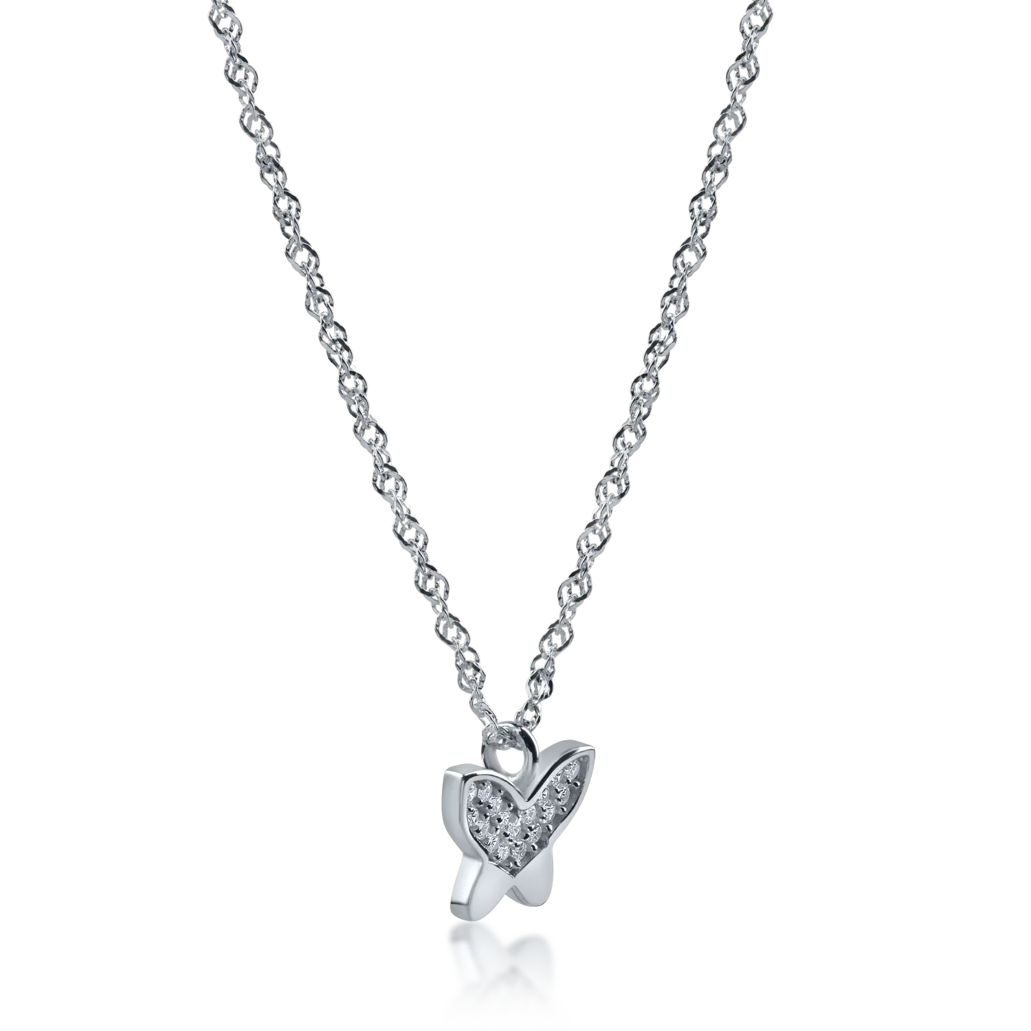 White gold butterfly pendant necklace