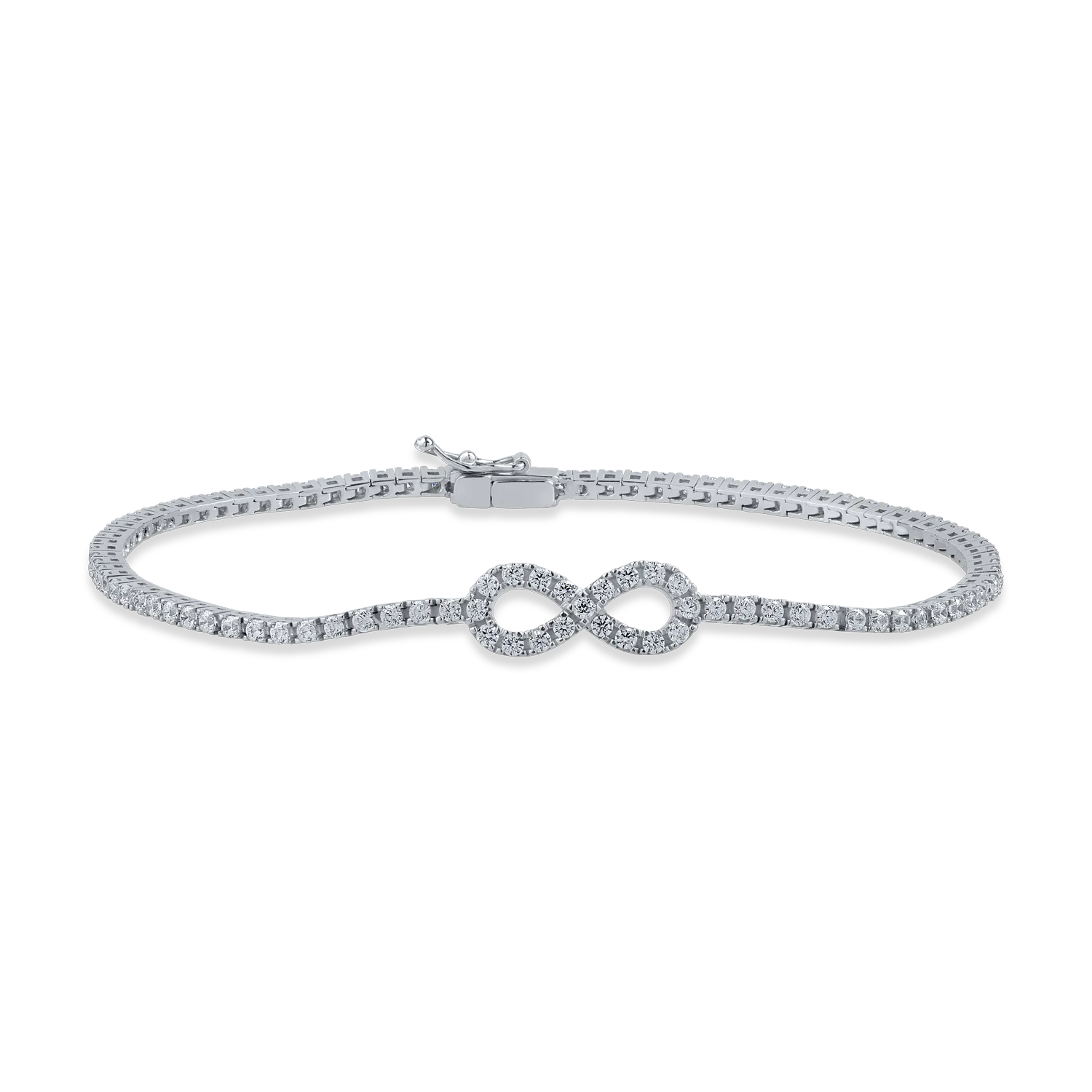 White gold infinity charm bracelet with zirconia