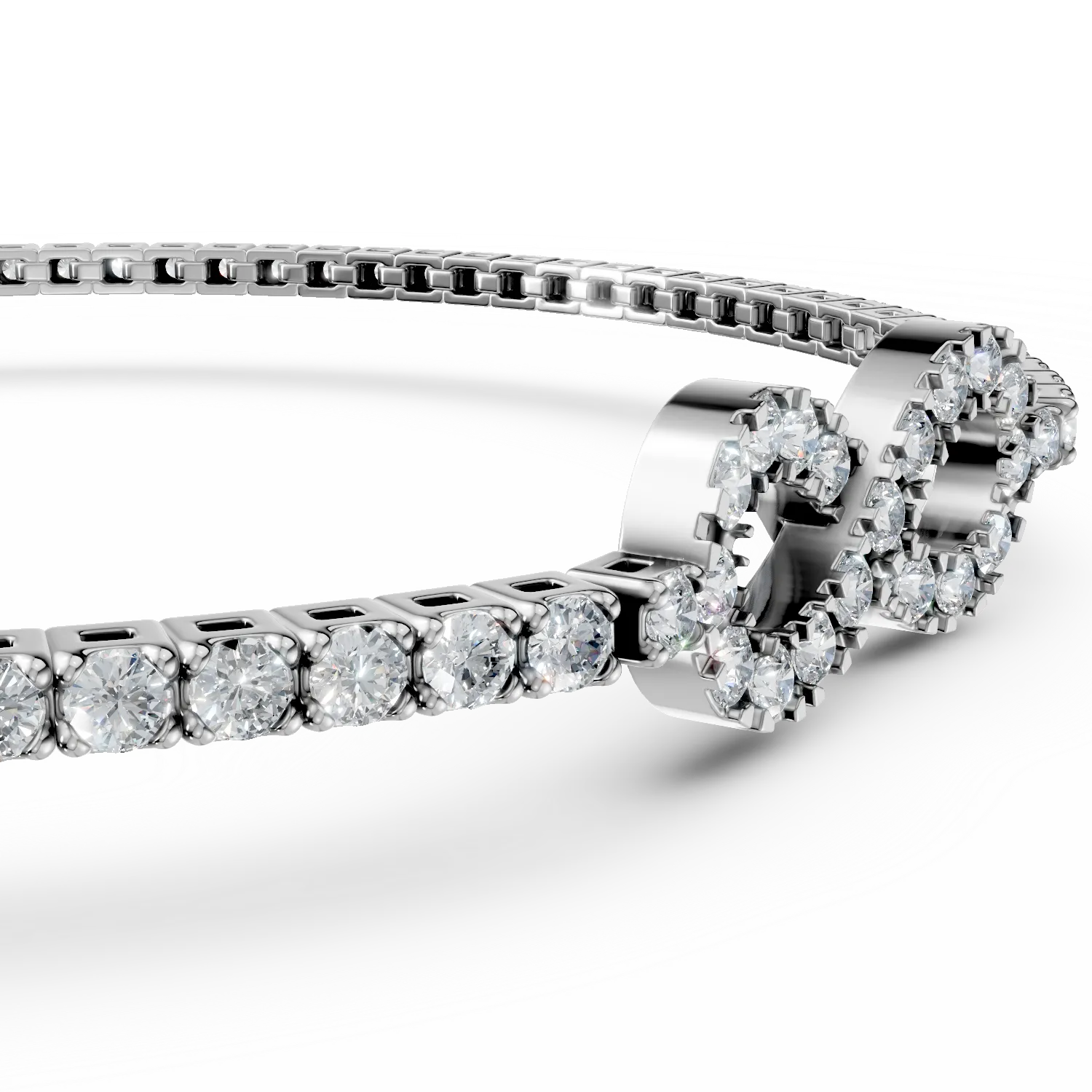 Bratara cu charm infinit din aur alb cu zirconii - 1 | YEO