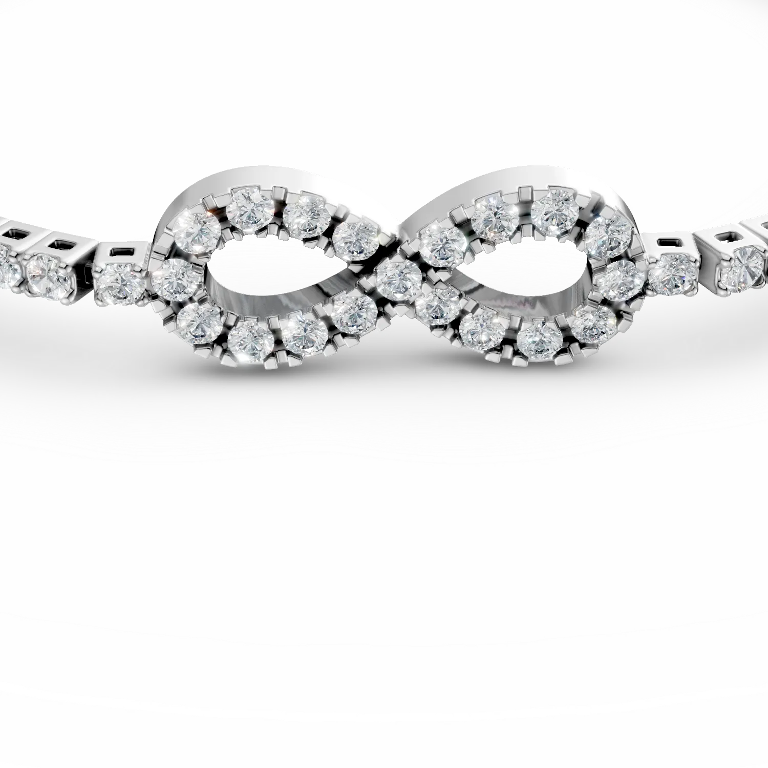 Bratara cu charm infinit din aur alb cu zirconii - 2 | YEO