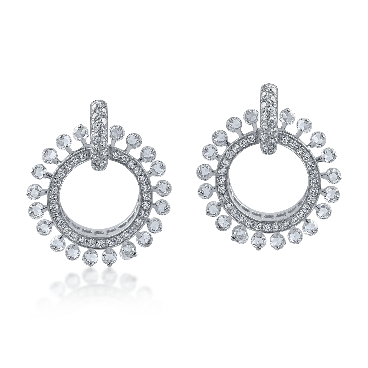 White gold round earrings with 1.25ct diamonds