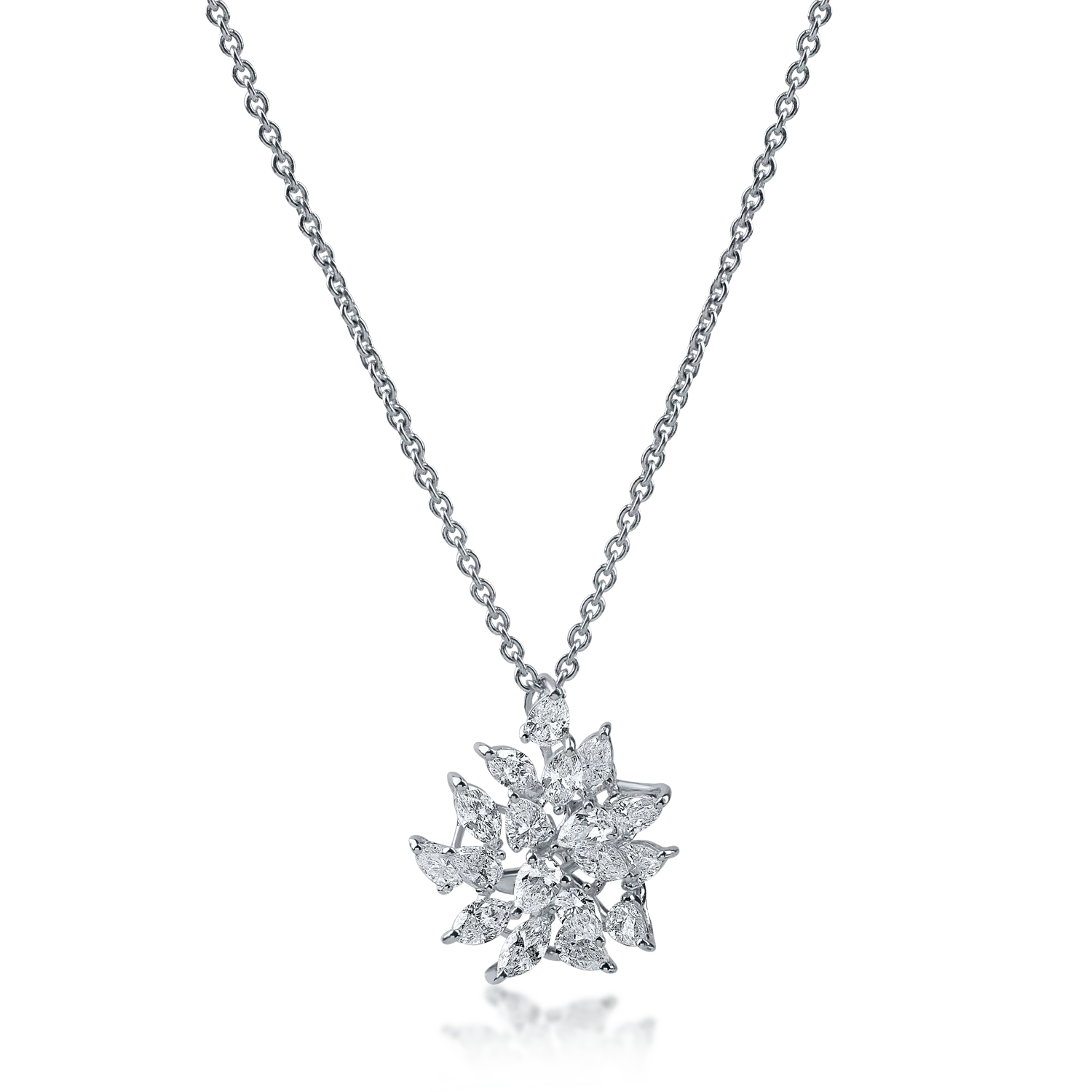 Fehérarany virágos medál nyaklánc 1.14ct gyémántokkal