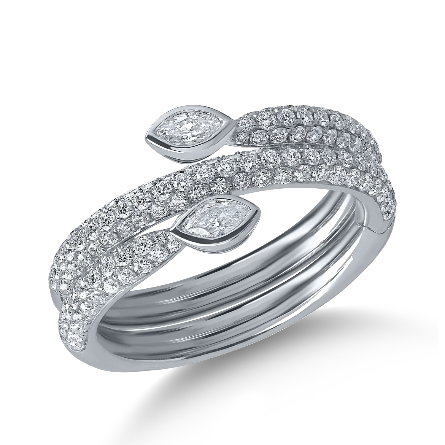 Fehérarany dupla gyűrű 1.07ct gyémántokkal
