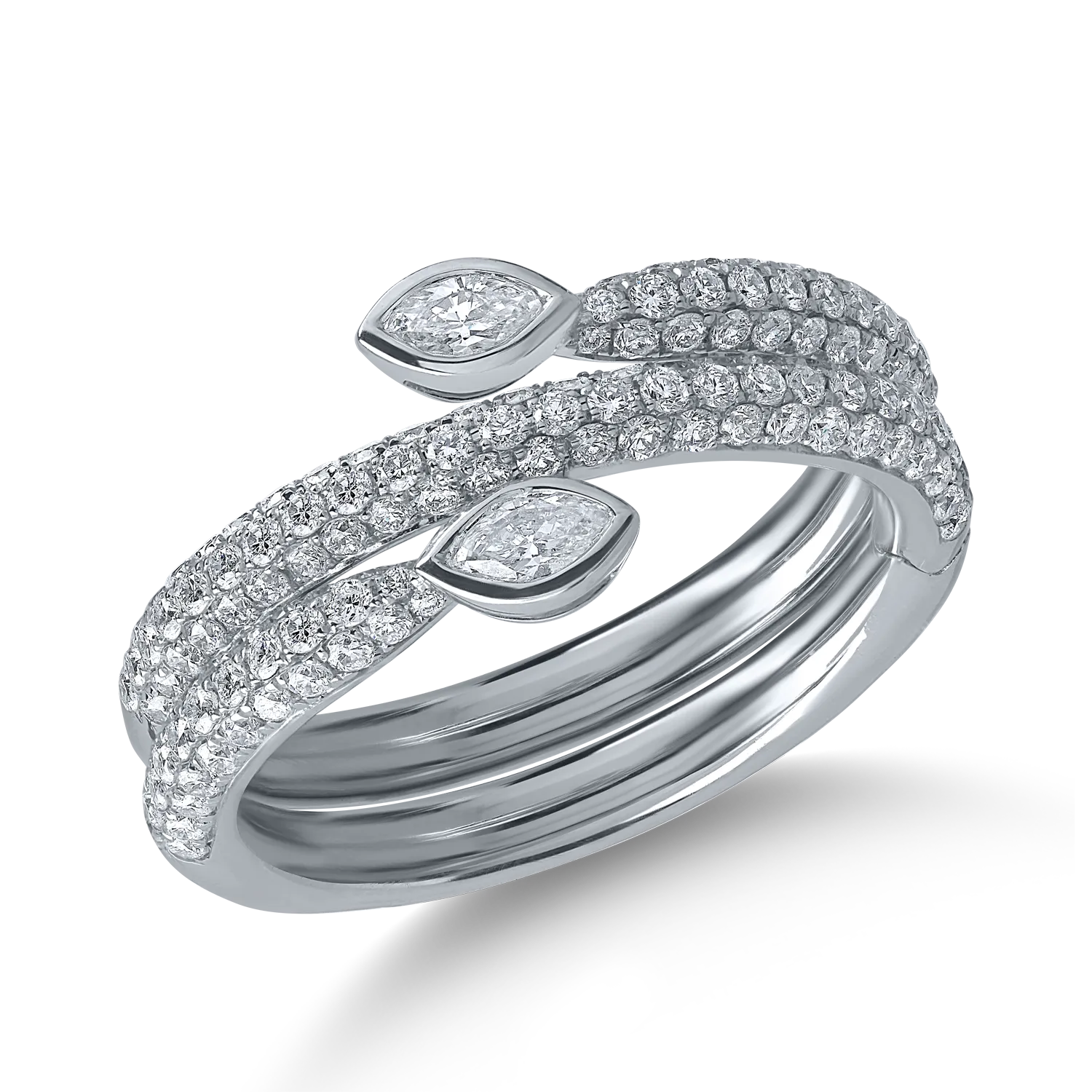 Inel dublu din aur alb cu diamante de 1.07ct