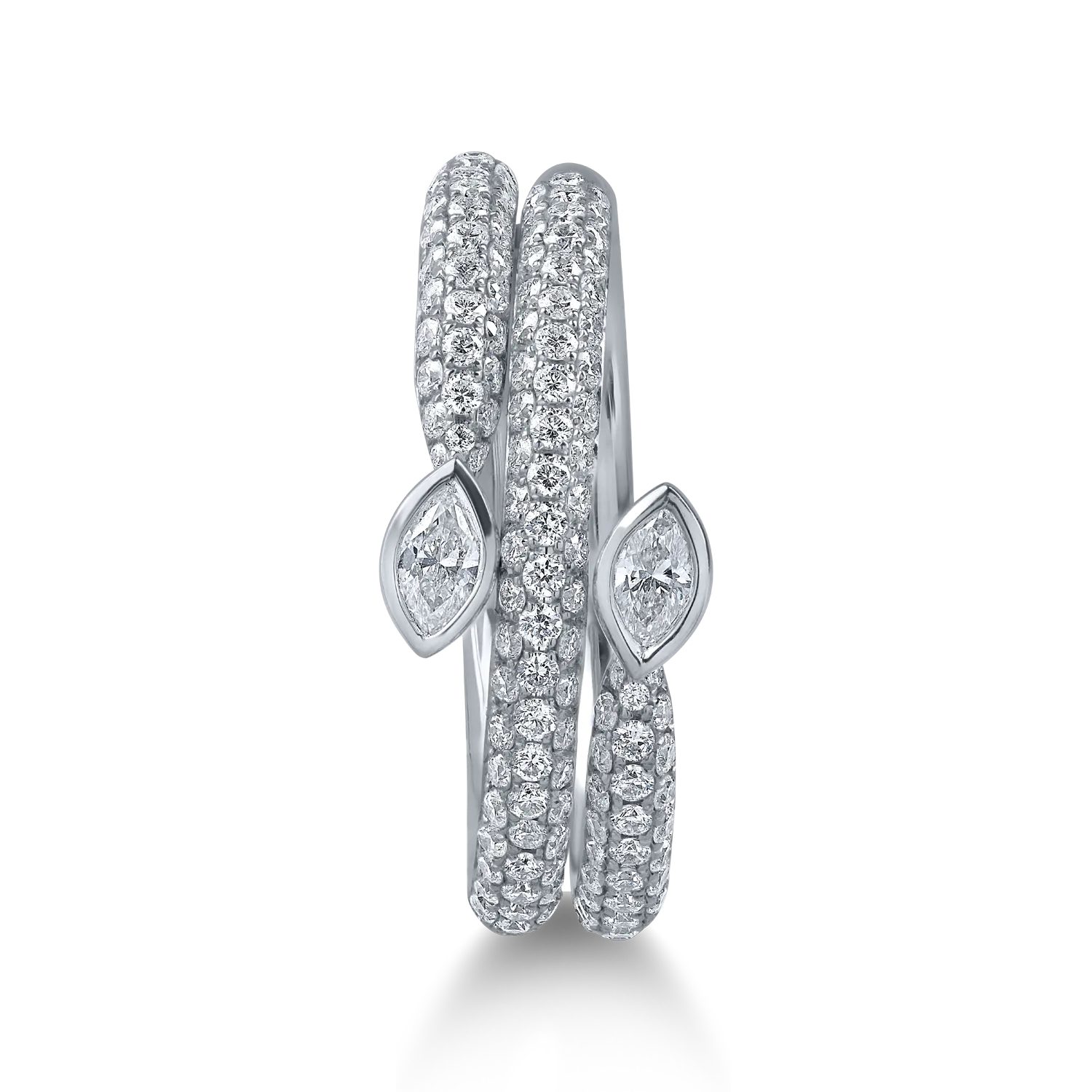 Inel dublu din aur alb cu diamante de 1.07ct