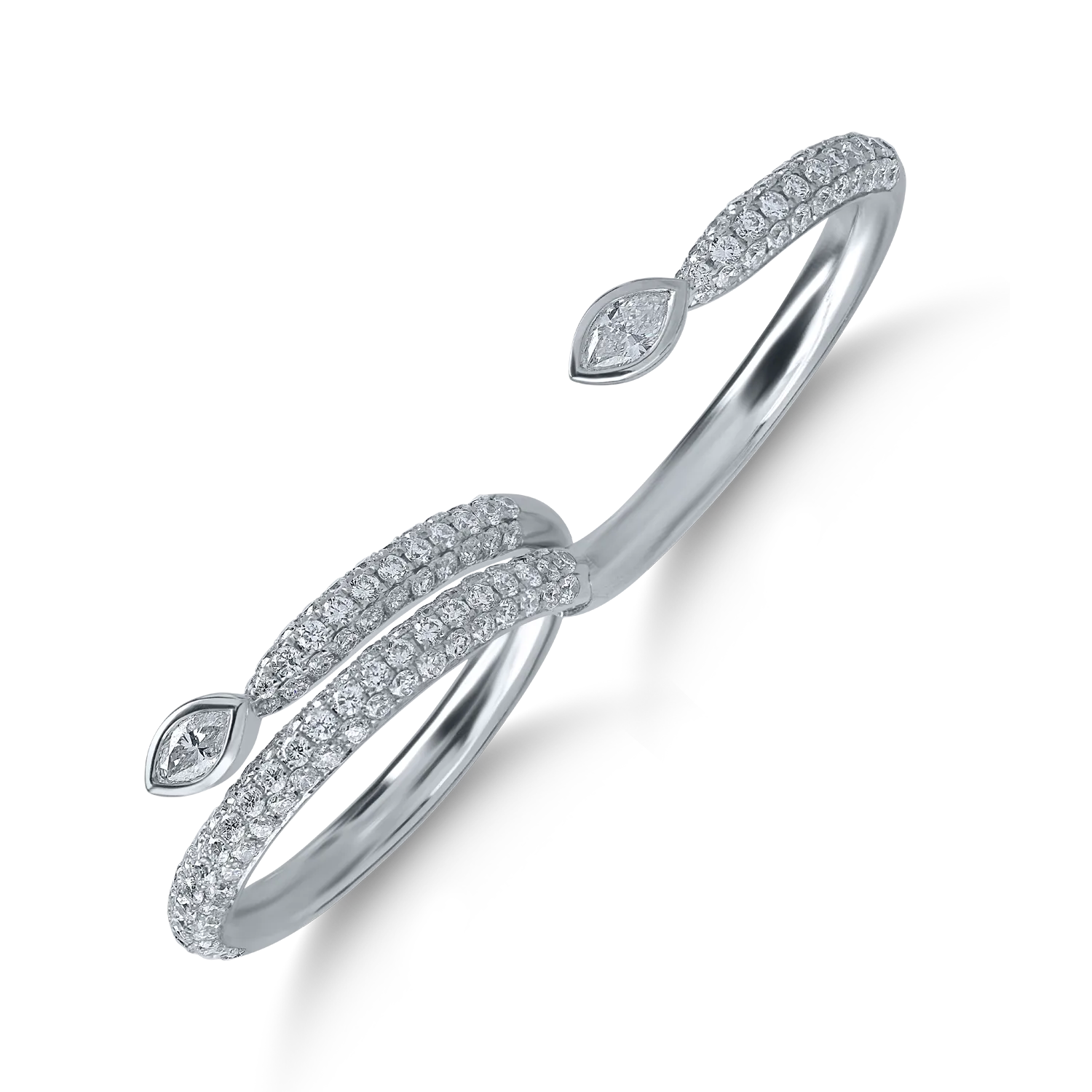 Inel dublu din aur alb cu diamante de 1.07ct