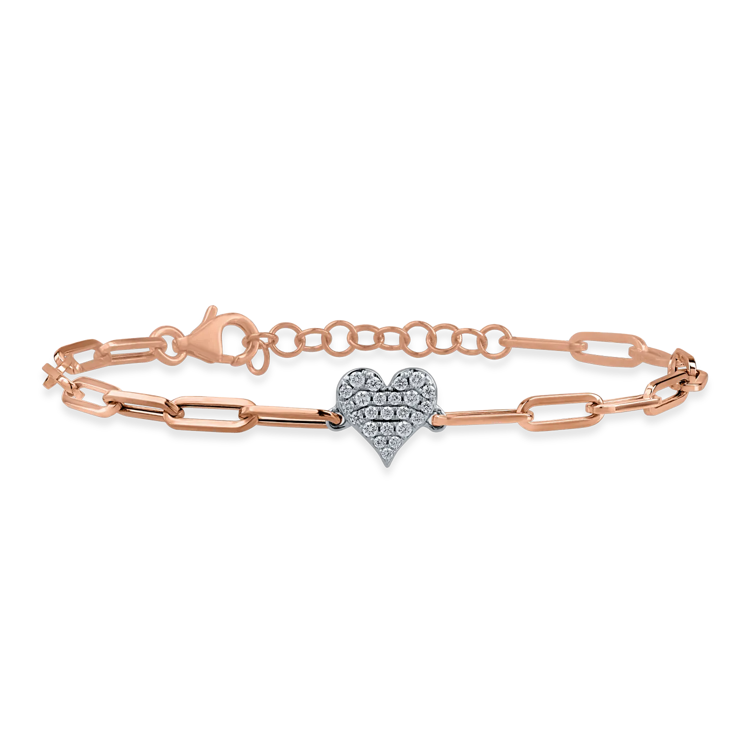Rose gold heart bracelet with 0.17ct diamonds