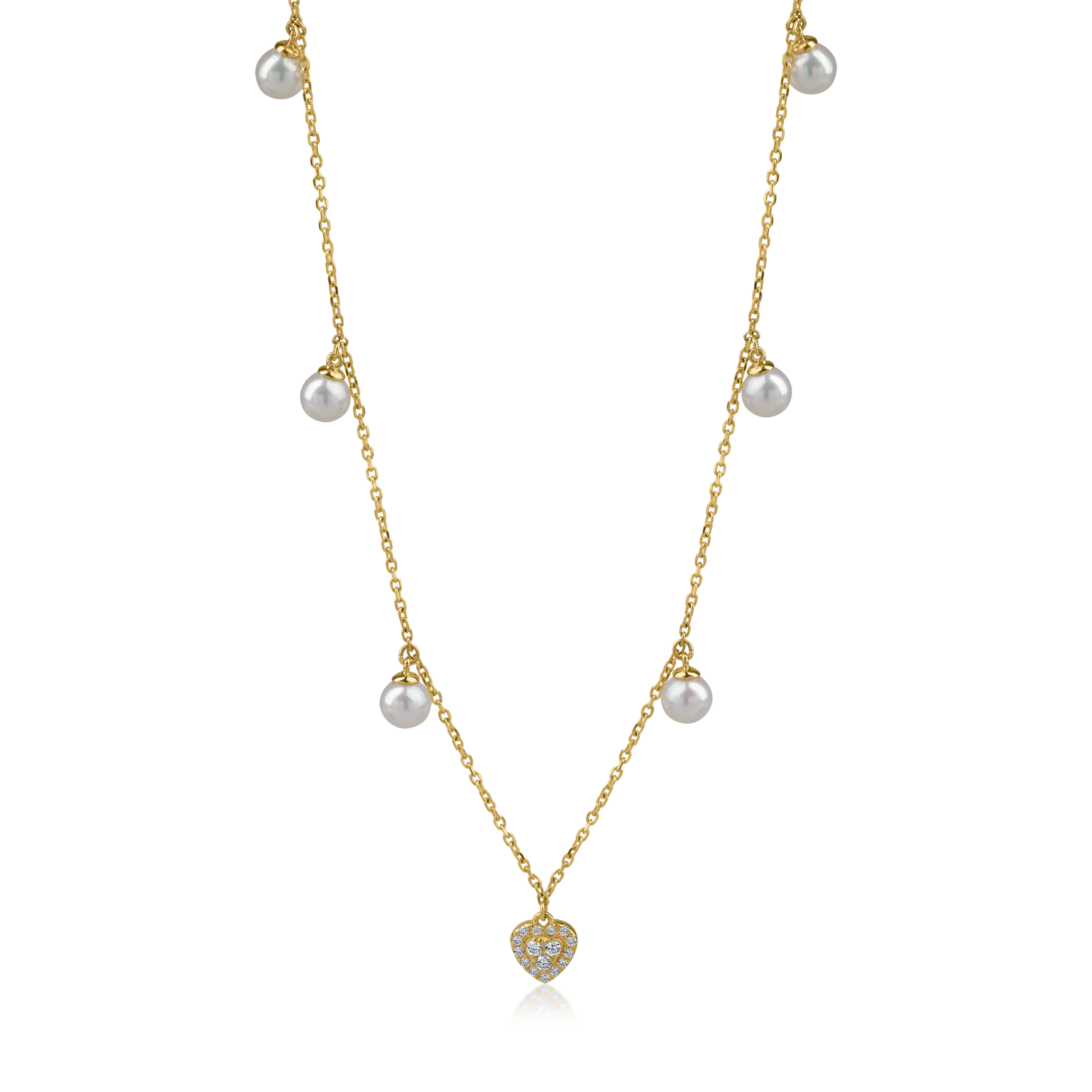 Colier cu charmuri din aur galben cu perle de cultura de 4.79ct si diamante de 0.09ct-170975