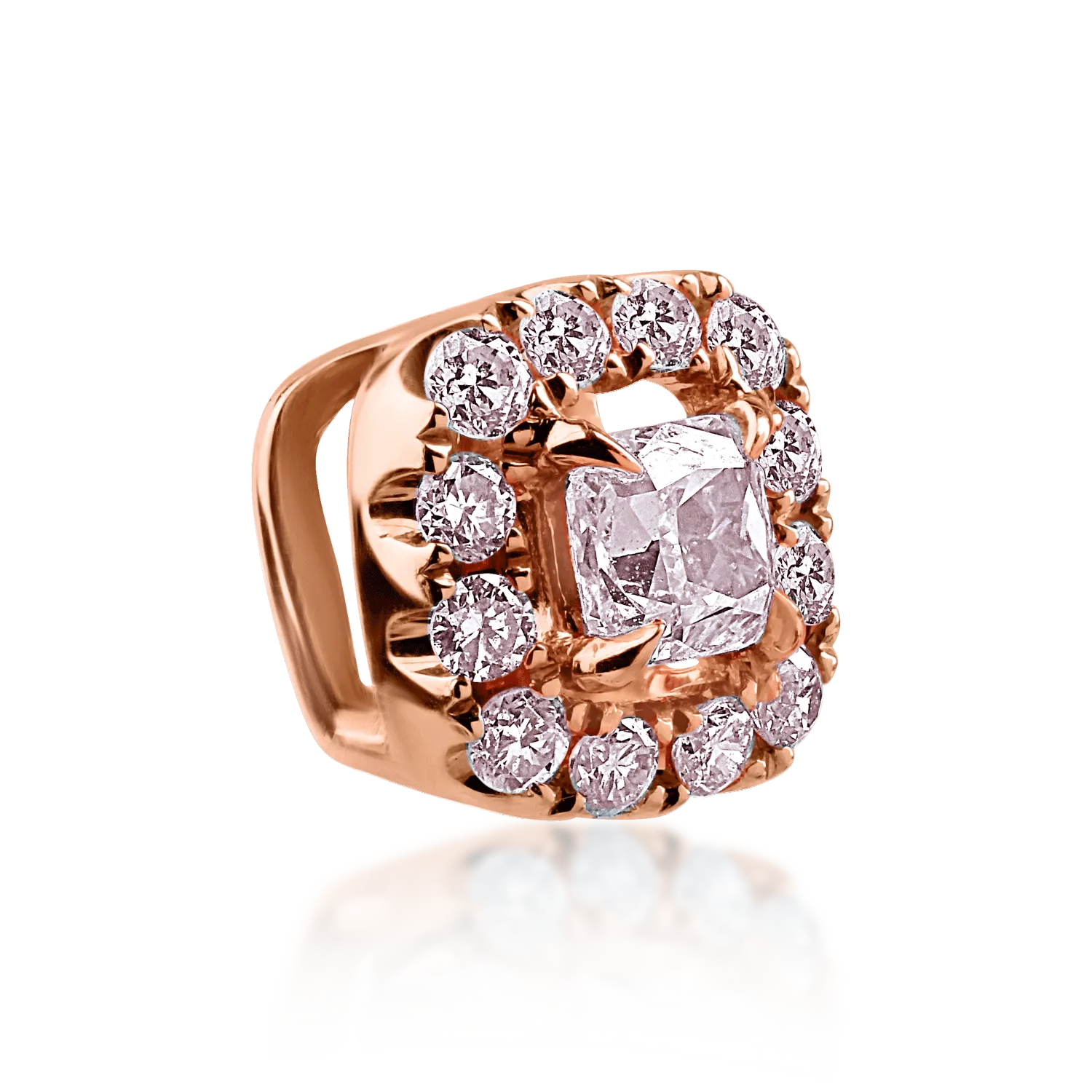 Zawieszka z różowego złota z fantazyjnie różowym diamentem o masie 0.076ct i różowymi diamentami o masie 0.057ct