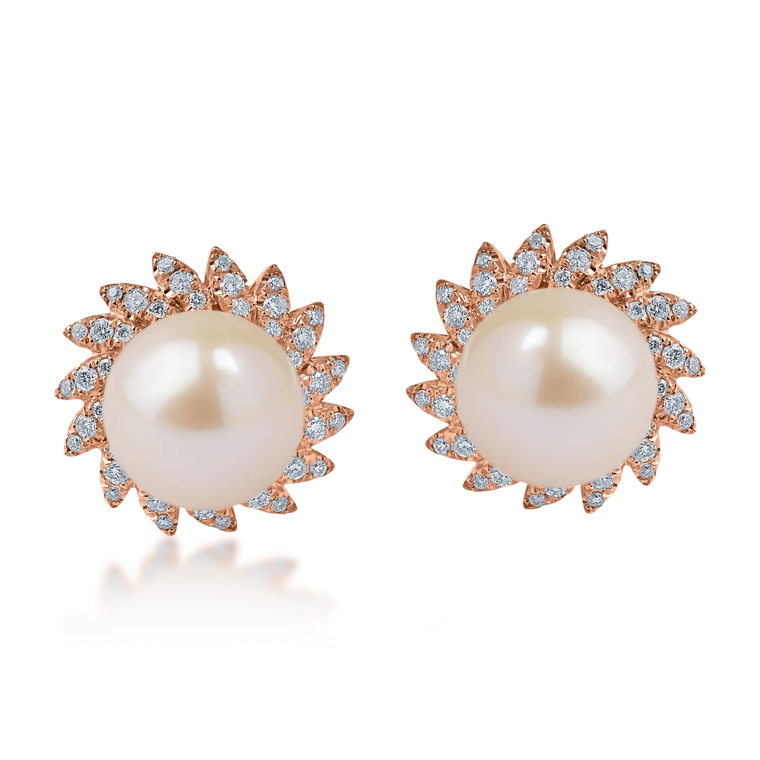 Rose gold earrings with 7.95ct fresh water pearls and 0.31ct diamonds