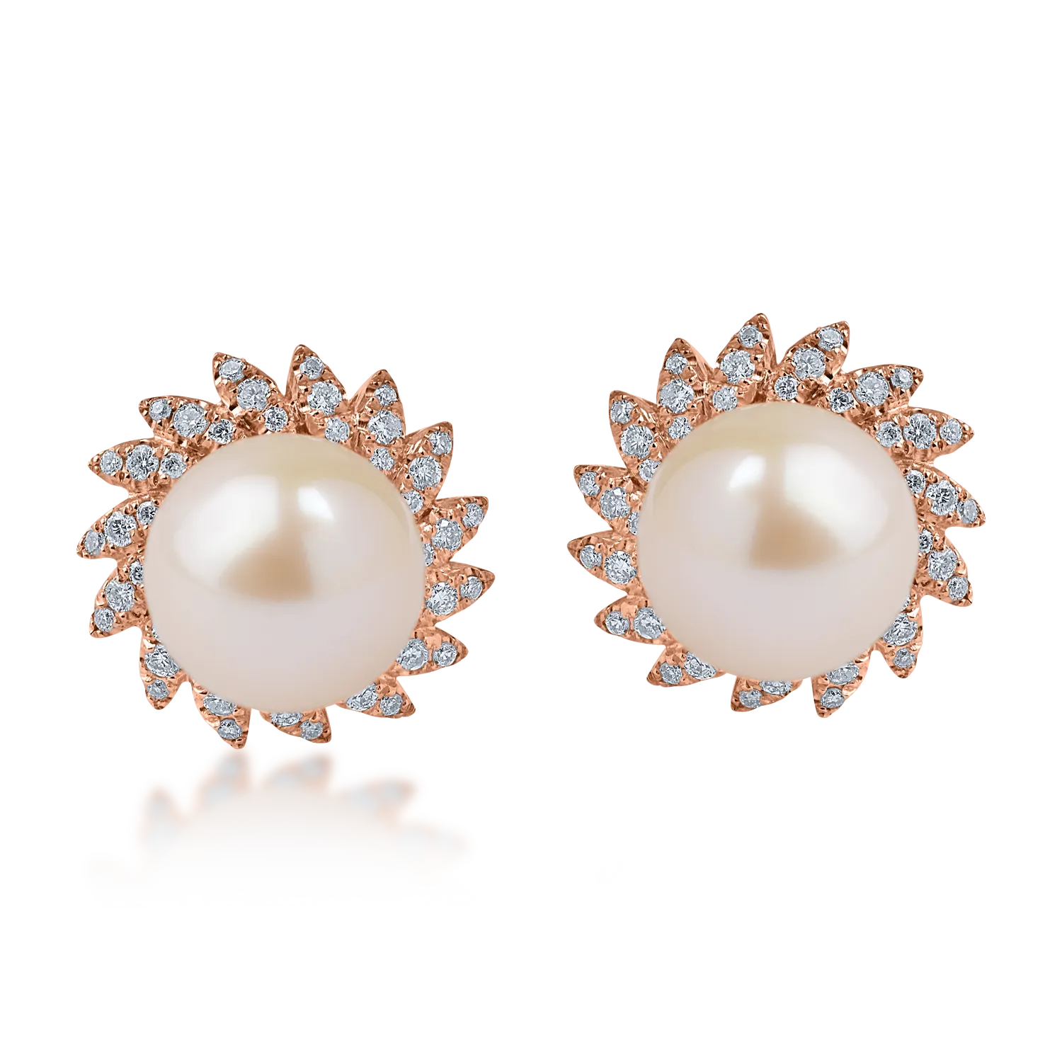 Cercei din aur roz cu perle de cultura de 7.95ct si diamante de 0.31ct-170986