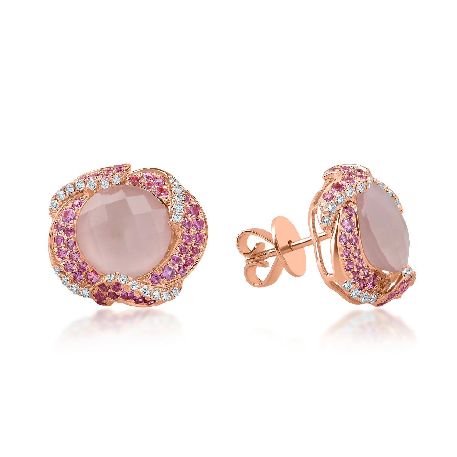 Rose gold earrings with 6.6 ct precious and semi-precious stones