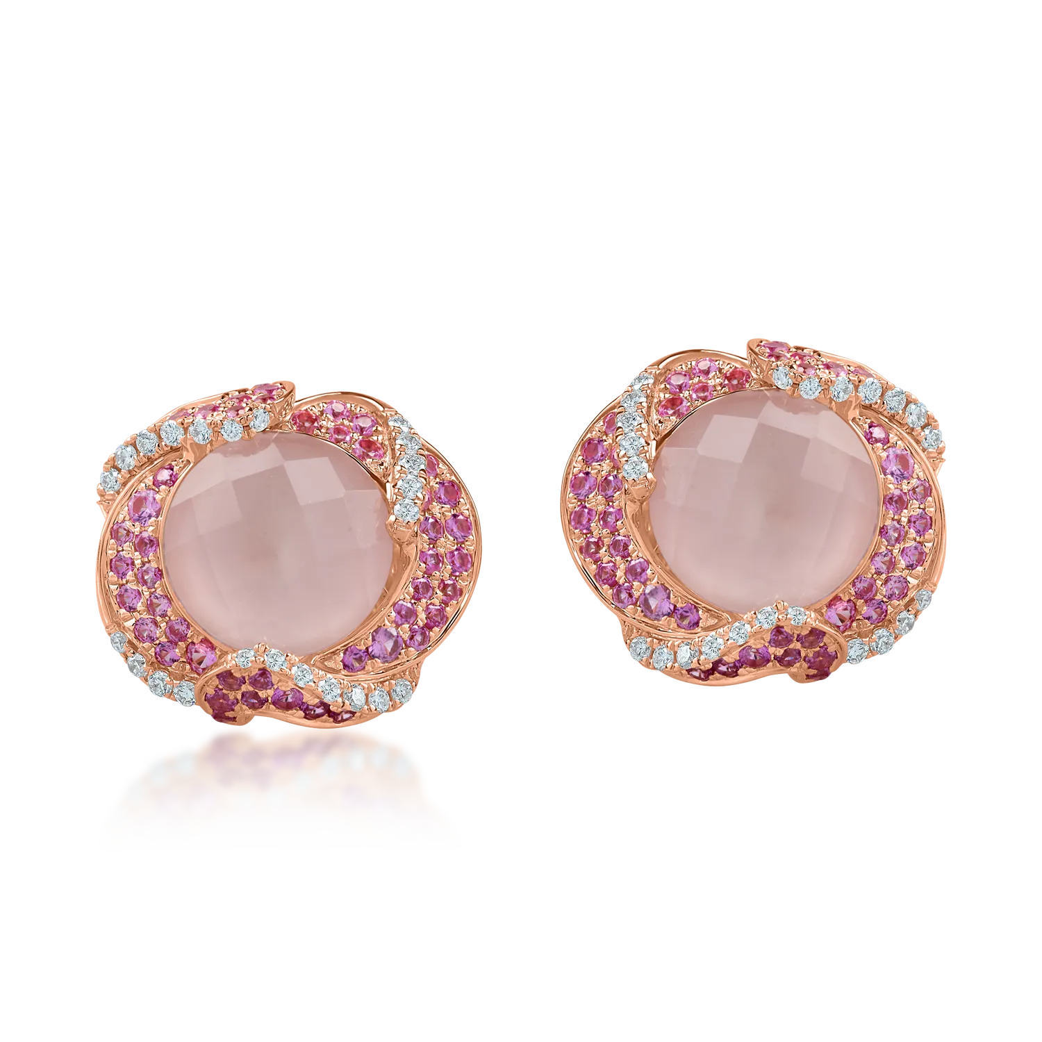 Teilor Cercei din aur roz cu pietre pretioase si semipretioase de 6.6ct