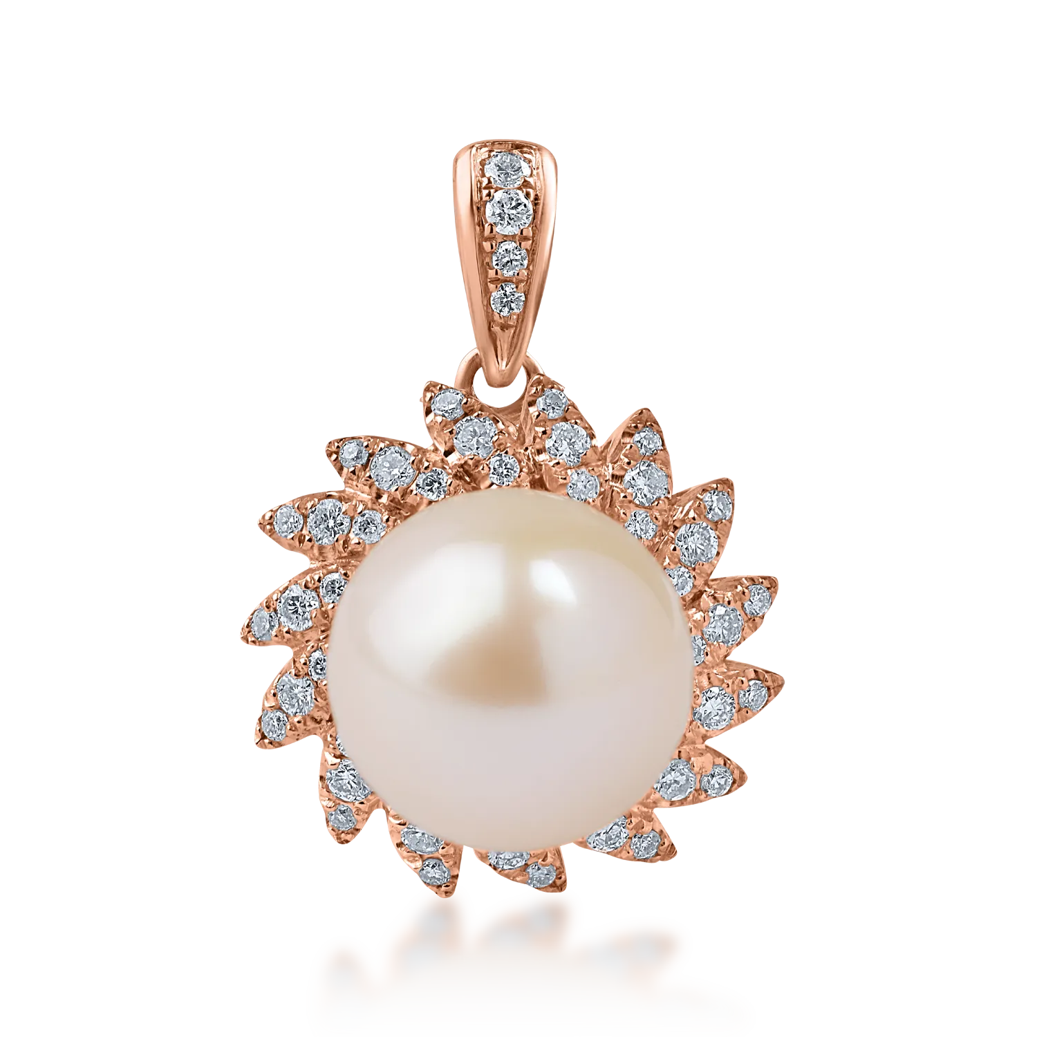 Rose gold pendant with 6.38ct fresh water pearl and 0.3ct diamonds