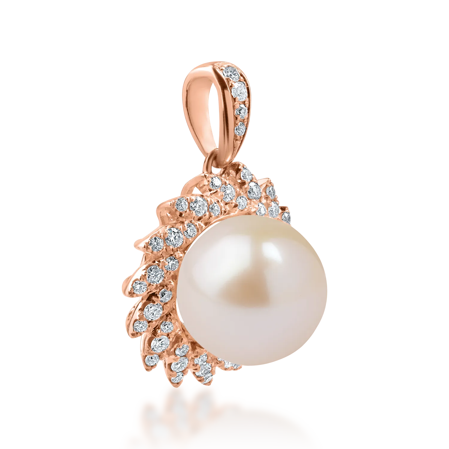 Rose gold pendant with 6.38ct fresh water pearl and 0.3ct diamonds