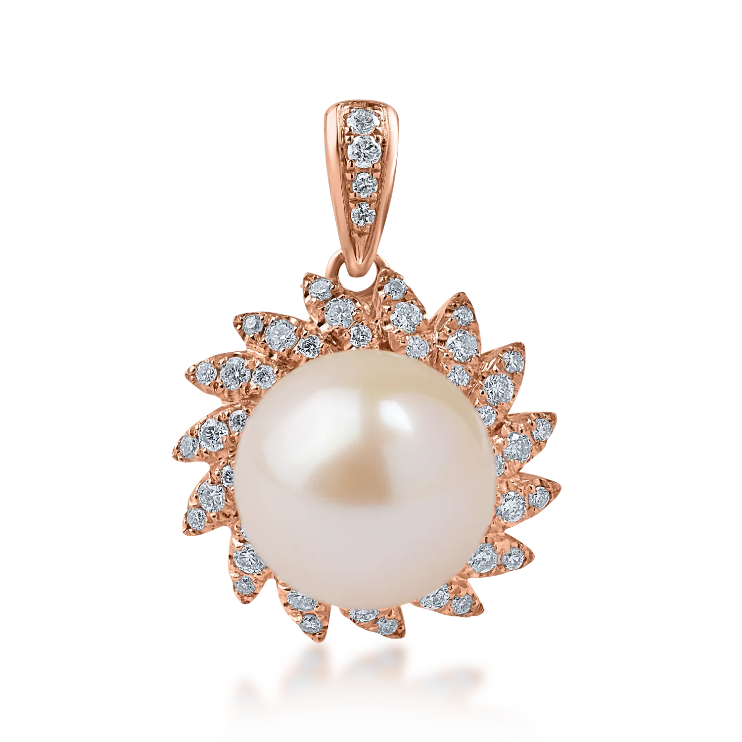 Pandantiv din aur roz cu perla de cultura de 6.38ct si diamante de 0.3ct-170990