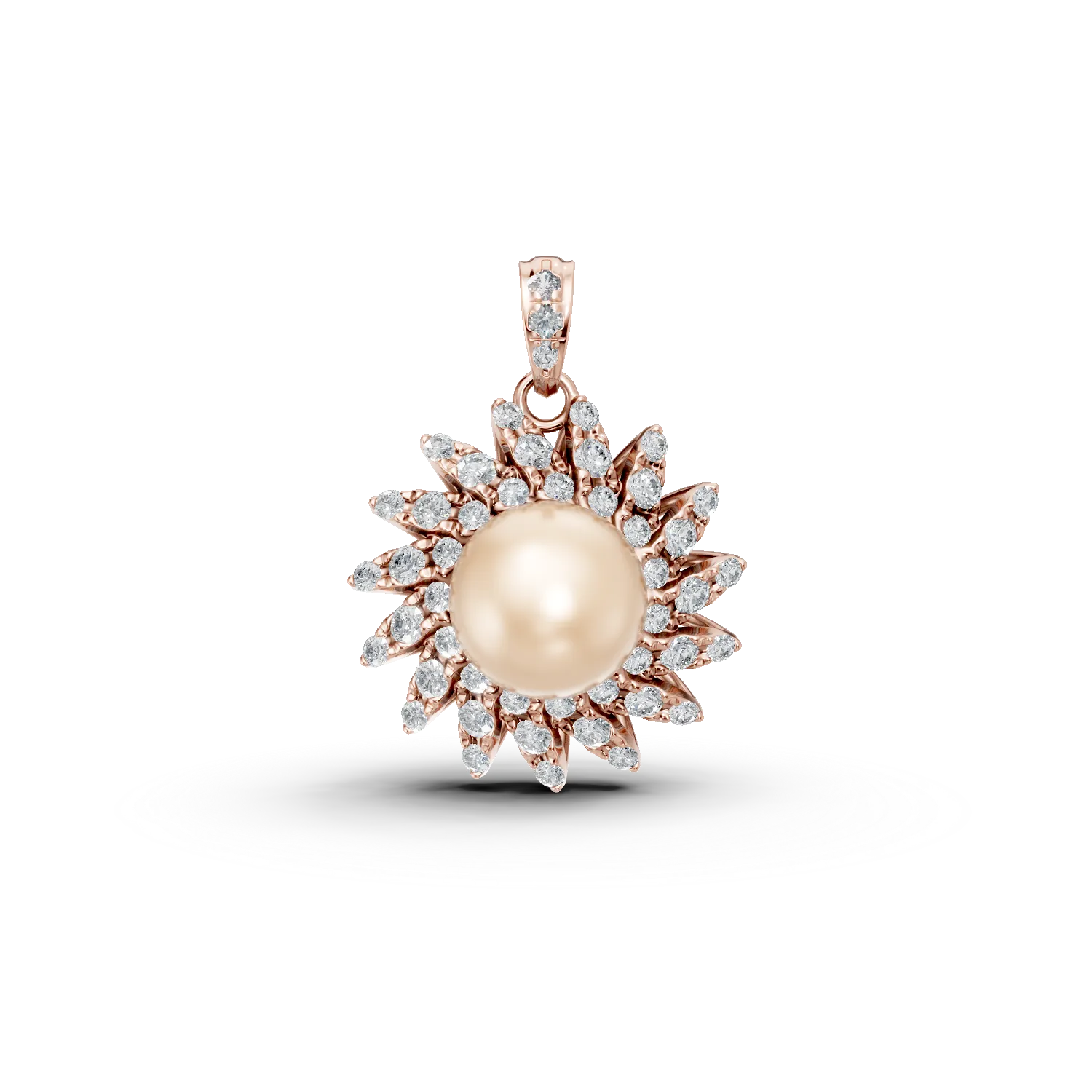 Pandantiv din aur roz cu perla de cultura de 6.38ct si diamante de 0.3ct