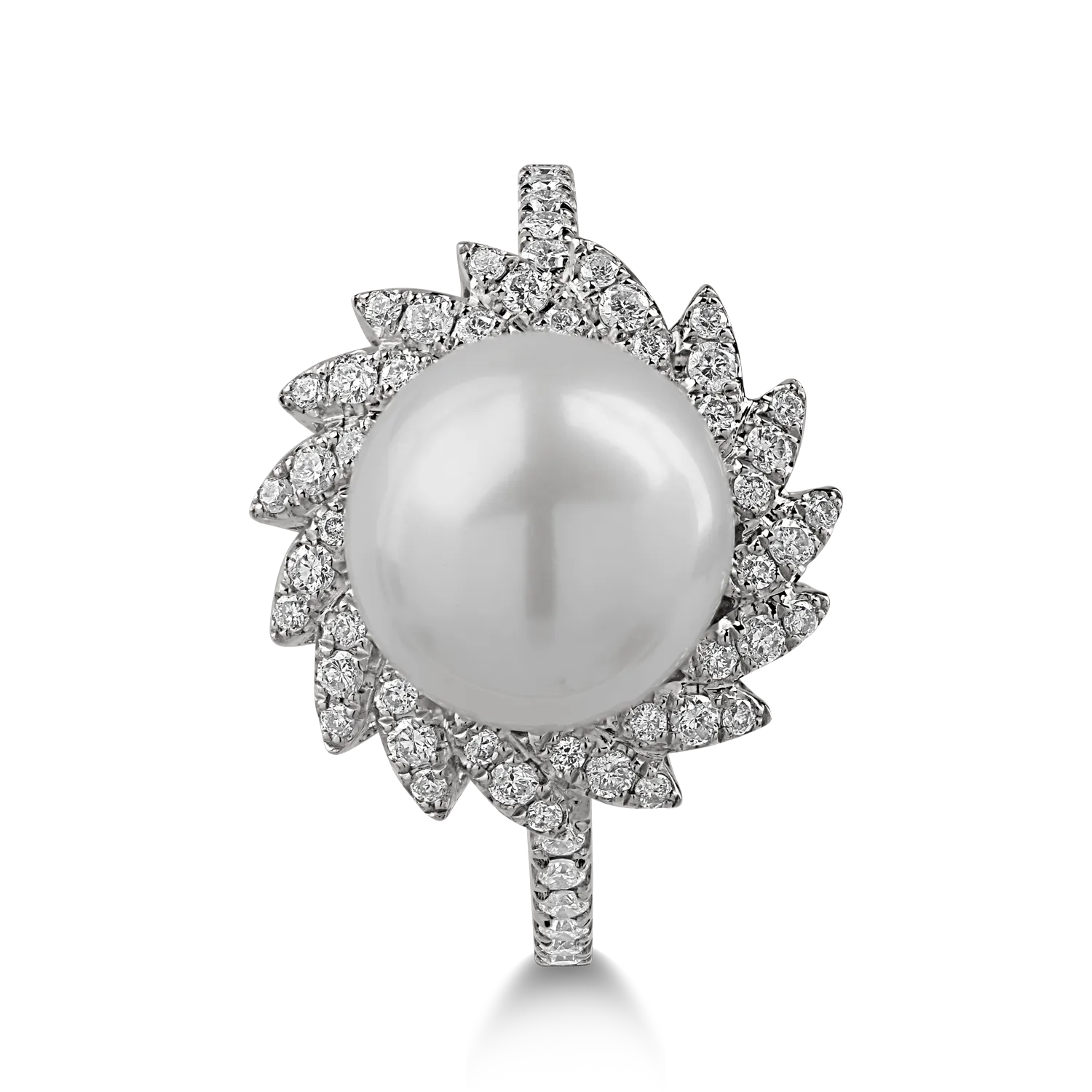 Inel din aur alb cu perla de cultura de 6.05ct si diamante de 0.3ct