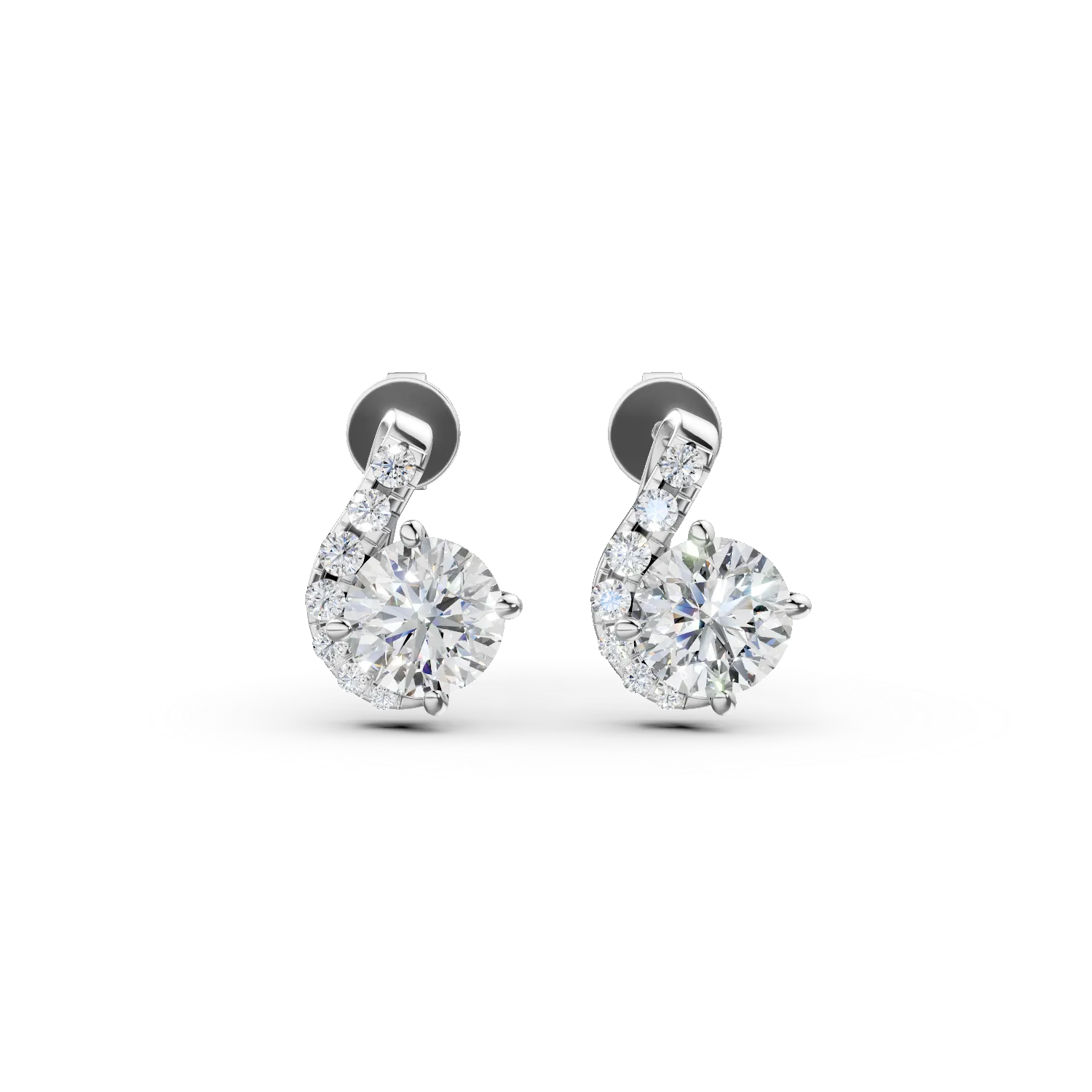 Cercei Duet din aur alb cu diamante de 1.1ct create in laborator - 1 | YEO