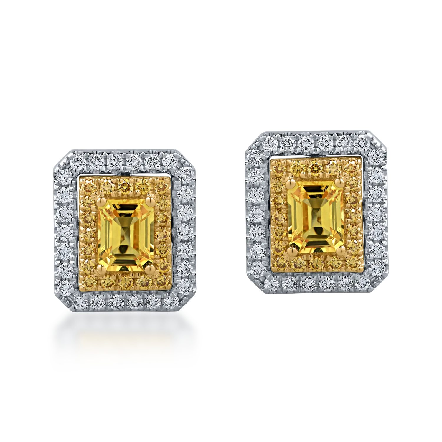 White-yellow gold earrings with 0.77ct yellow sapphires and 0.42ct diamonds